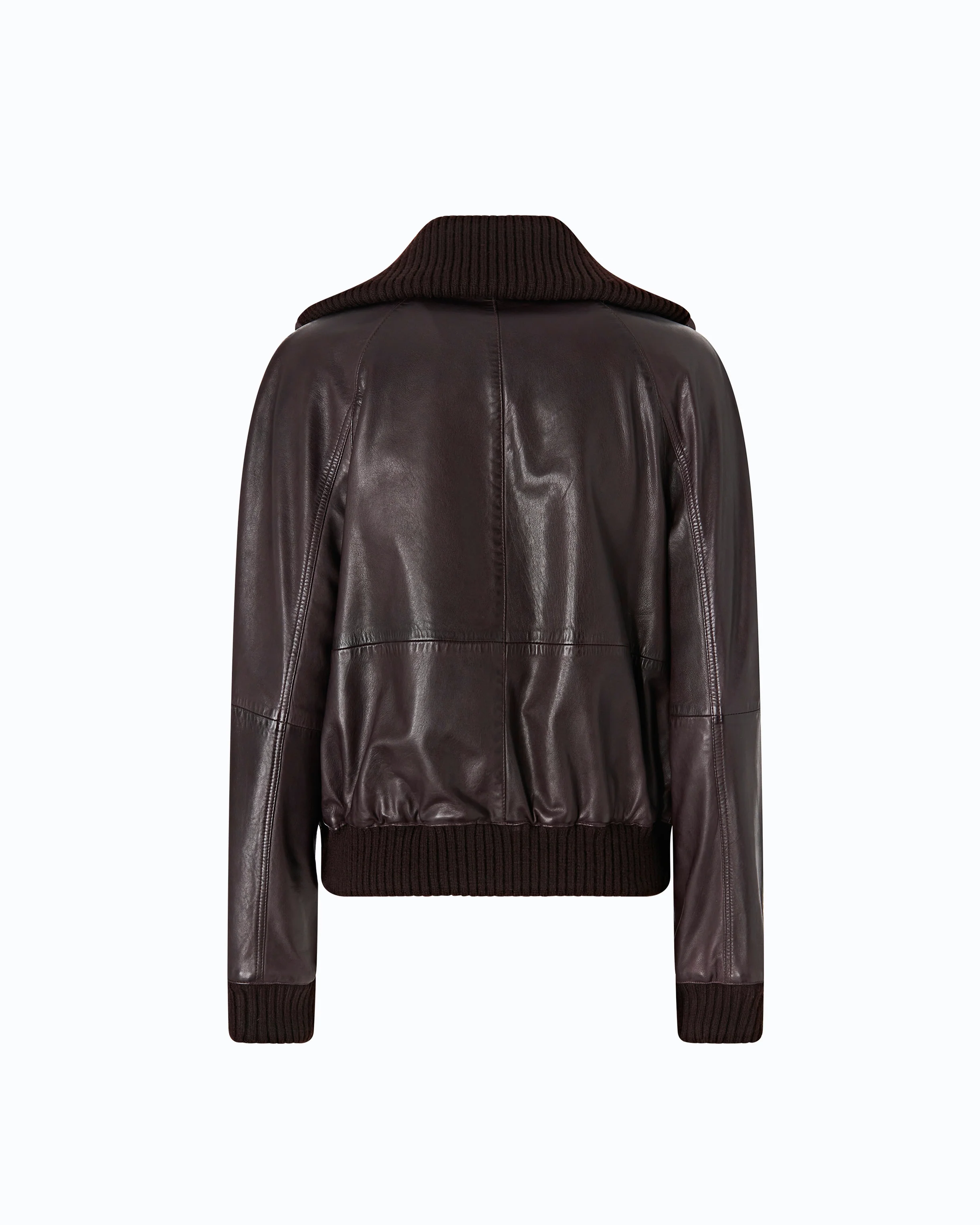 Leather bomber jacket with fold-down collar - Image 6