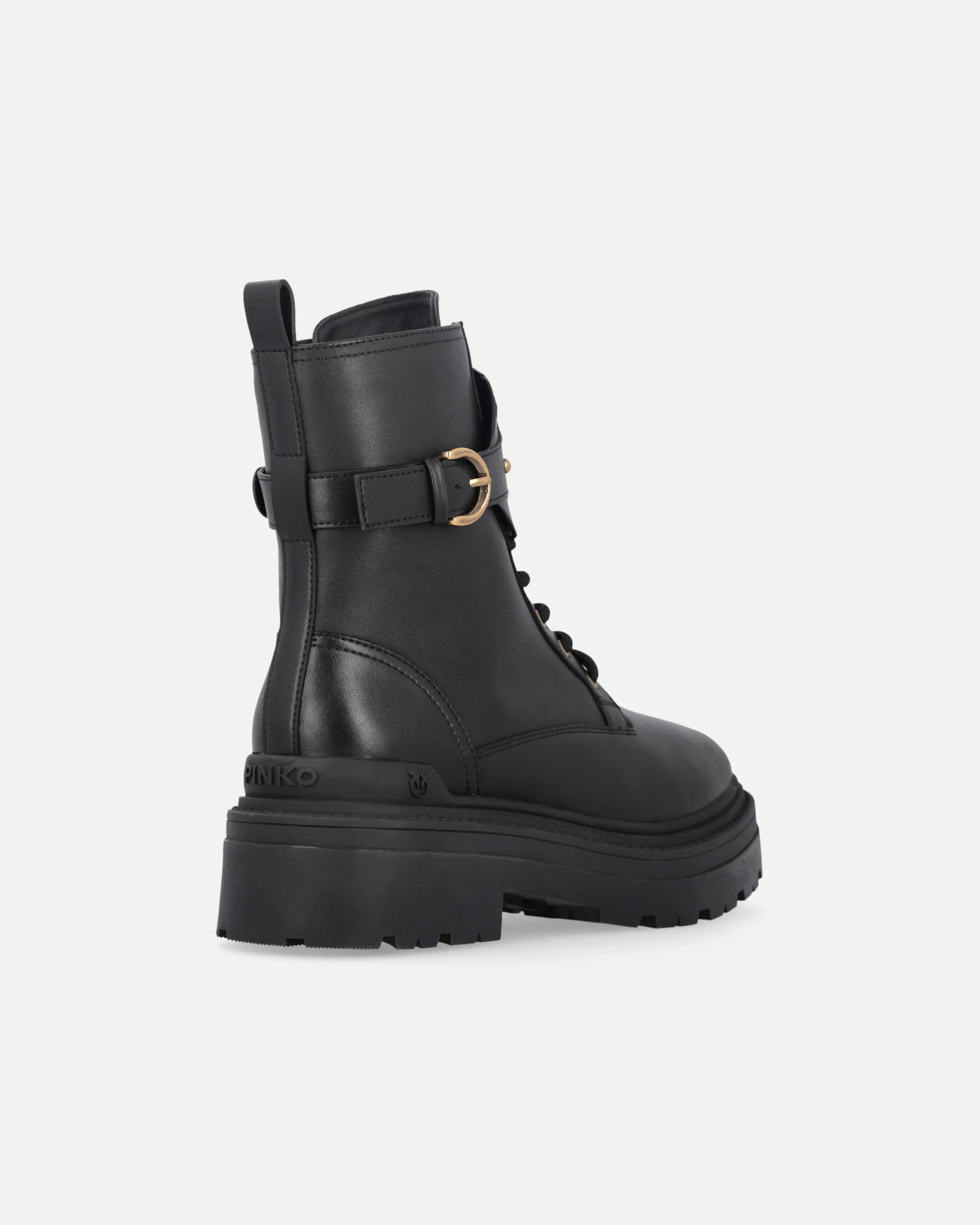 Leather combat boots with branded front strap - Image 3