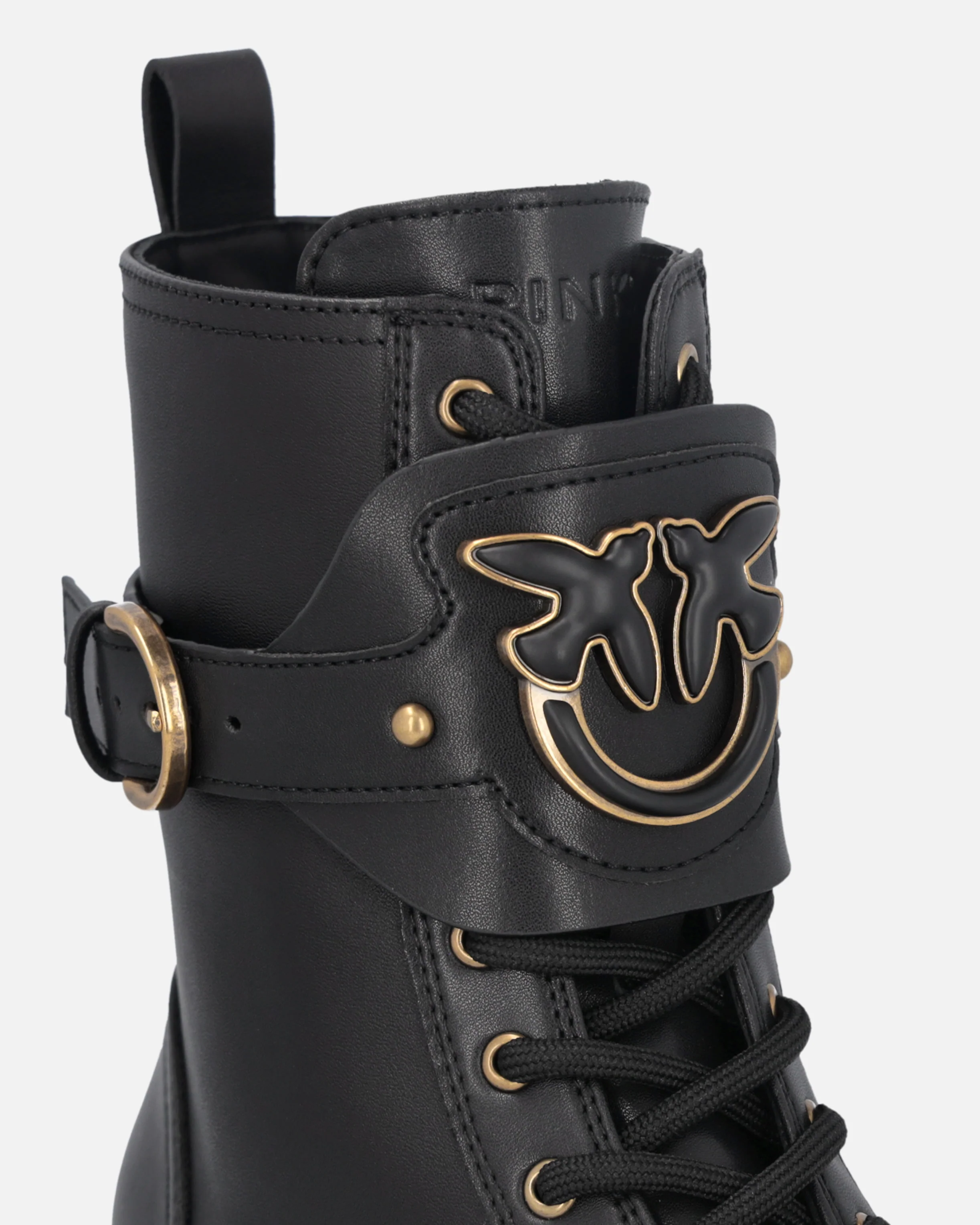Leather combat boots with branded front strap - Image 4