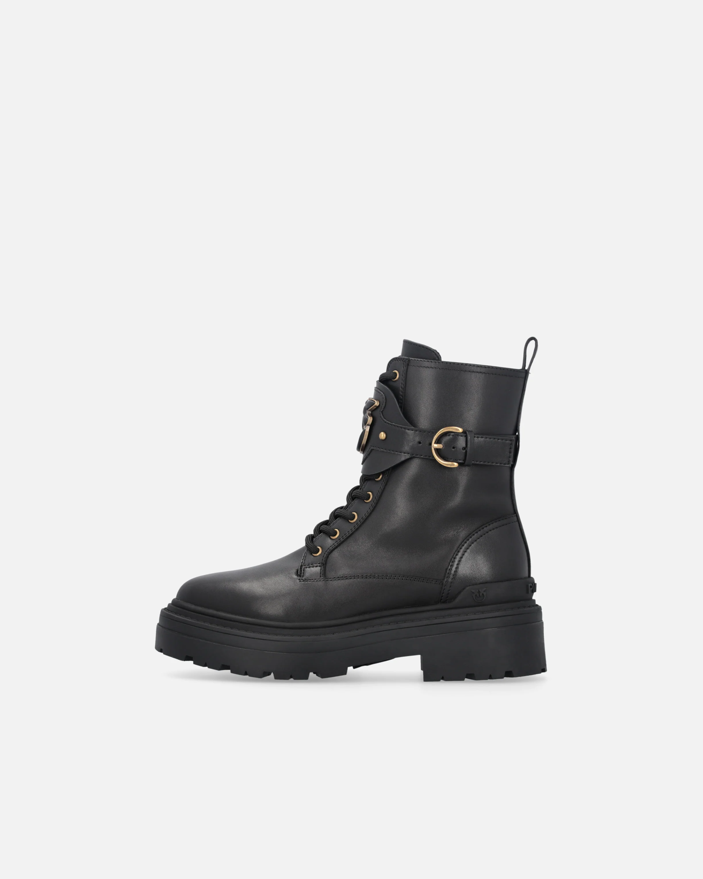 Leather combat boots with branded front strap - Image 5
