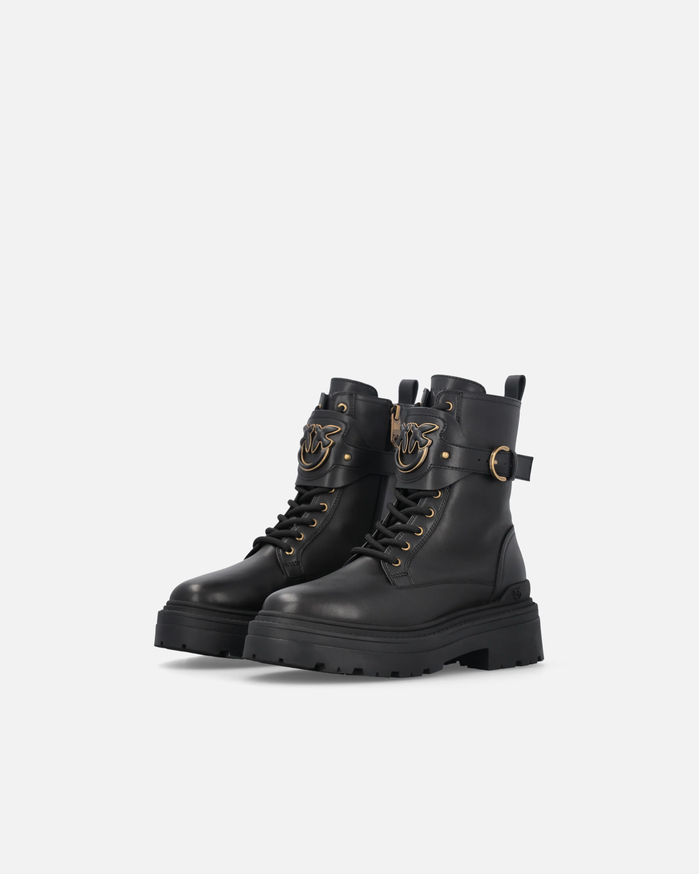 Leather combat boots with branded front strap - Image 6