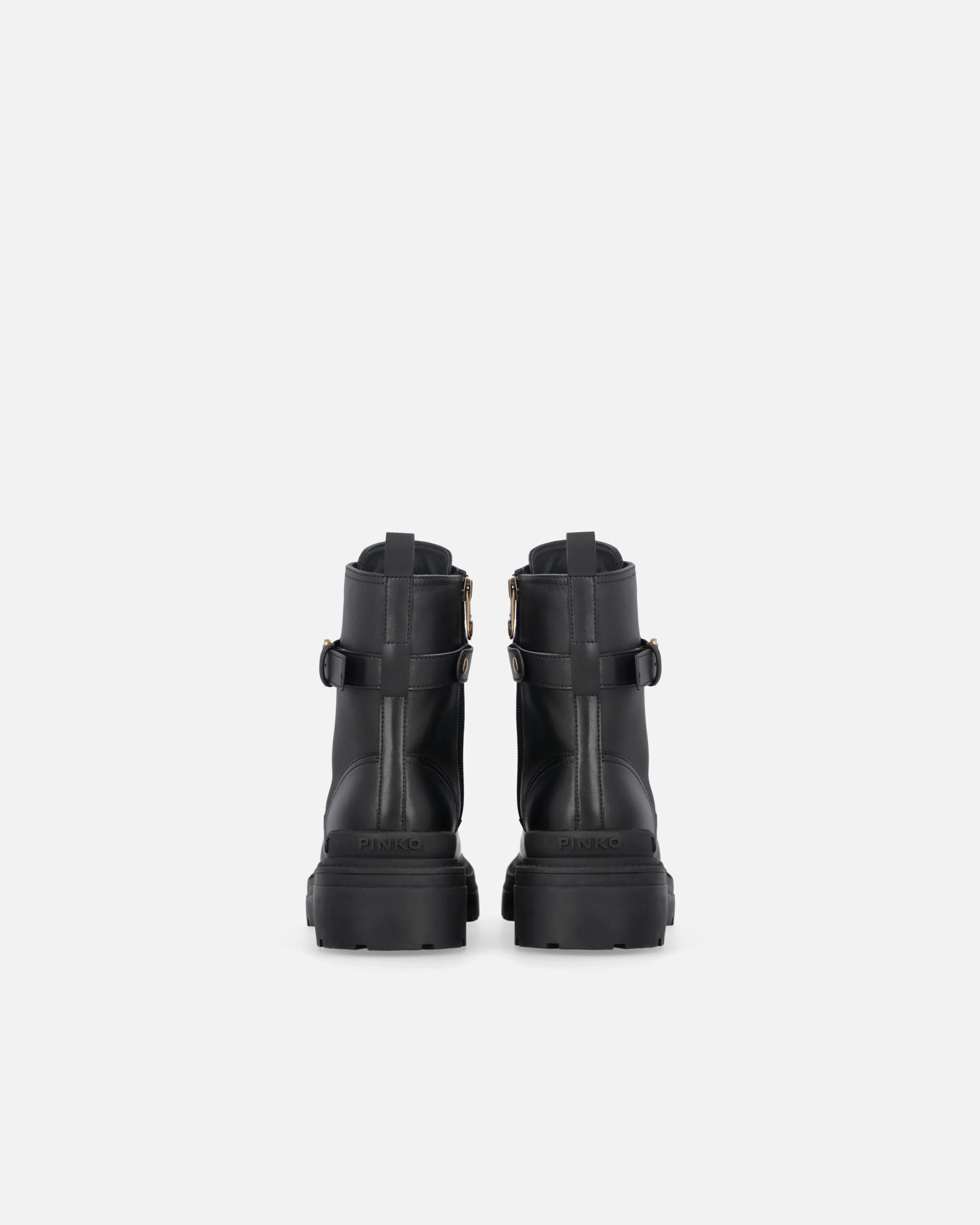 Leather combat boots with branded front strap - Image 8