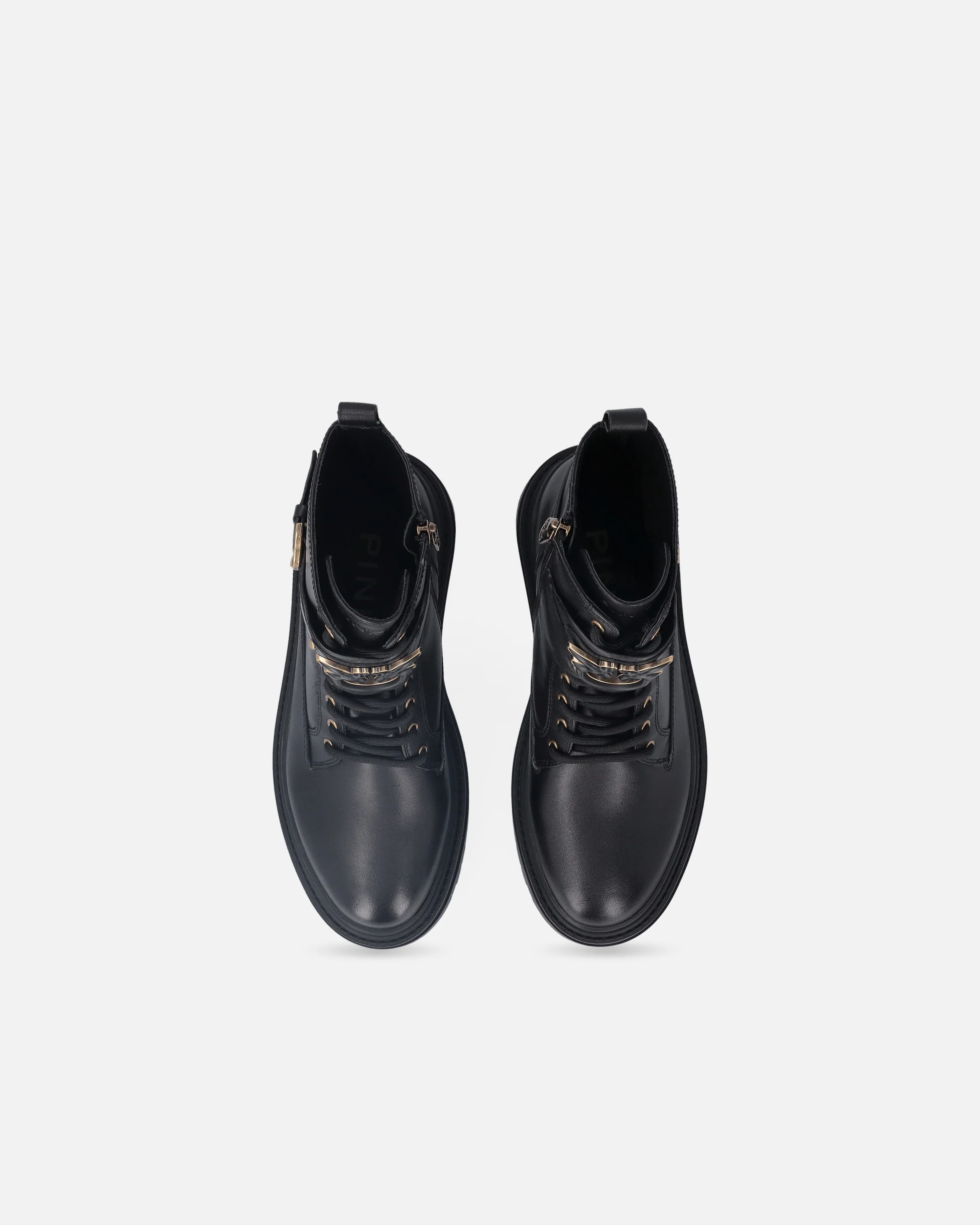 Leather combat boots with branded front strap - Image 9