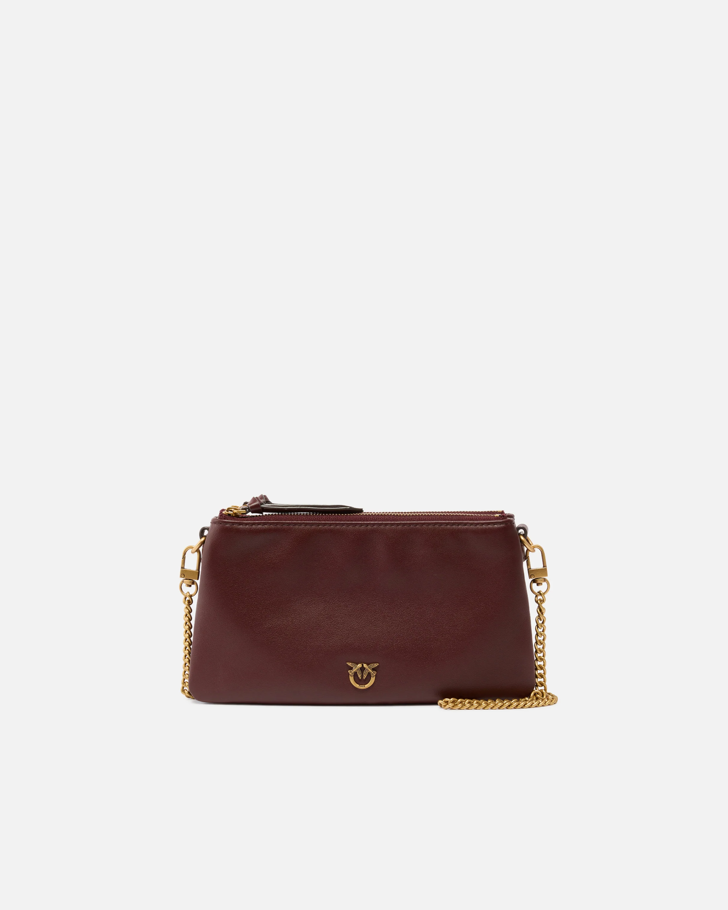Leather Mini Double Bag with shoulder strap