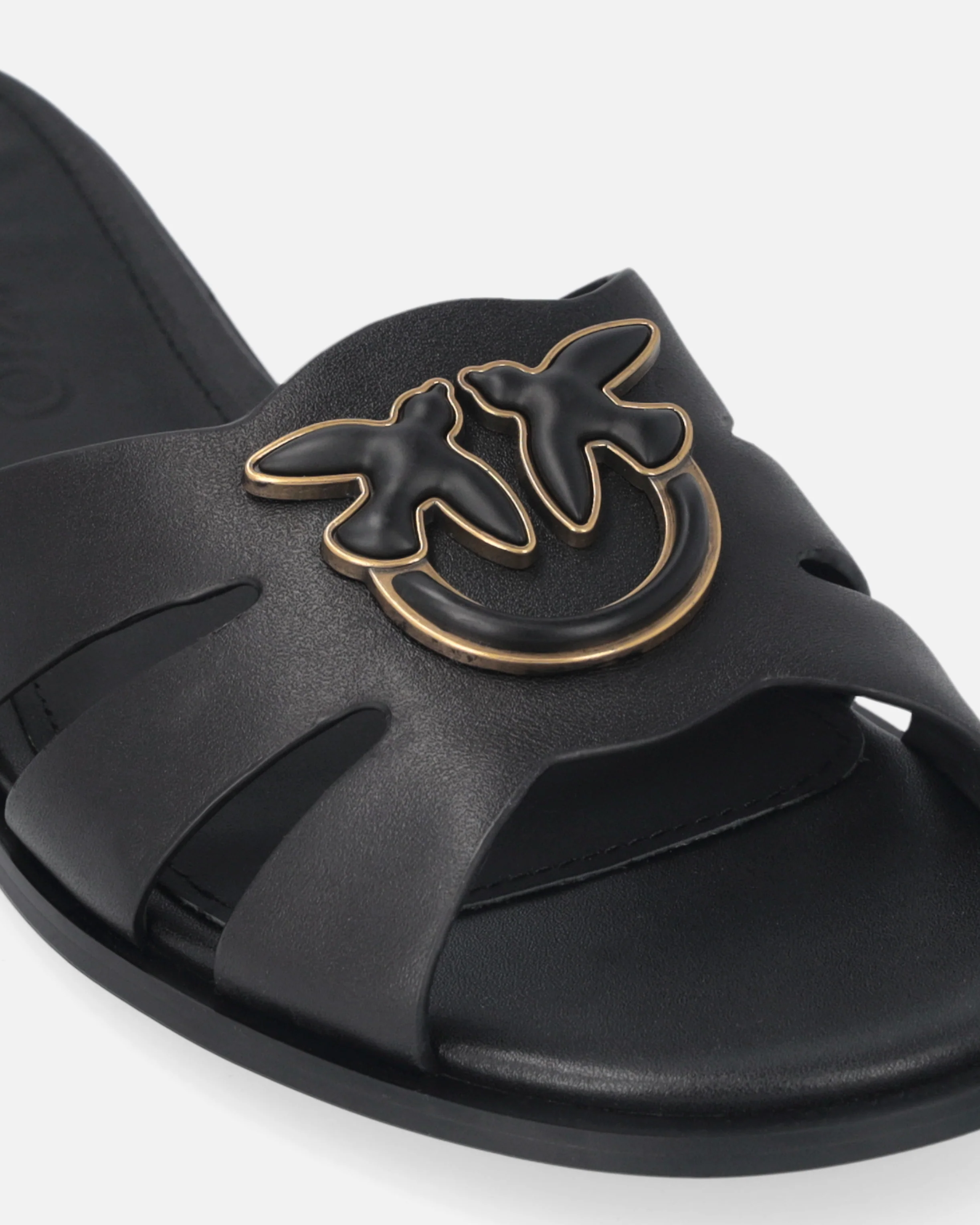 Leather slip-on sandals with Love Birds logo - Image 4