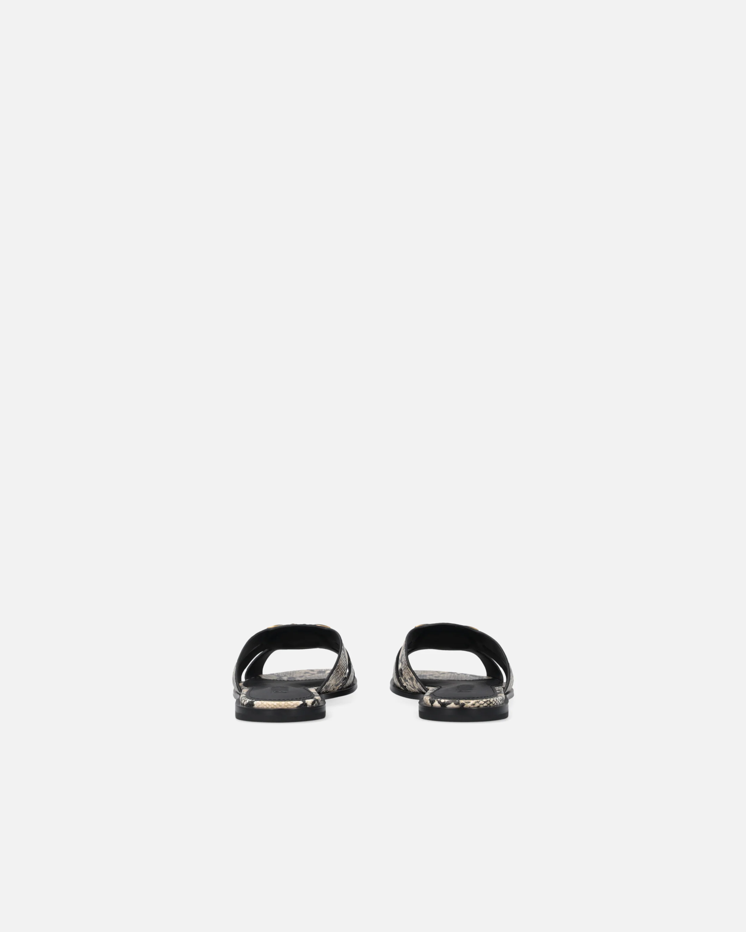 Leather slip-on sandals with python print and Love Birds logo - Image 8