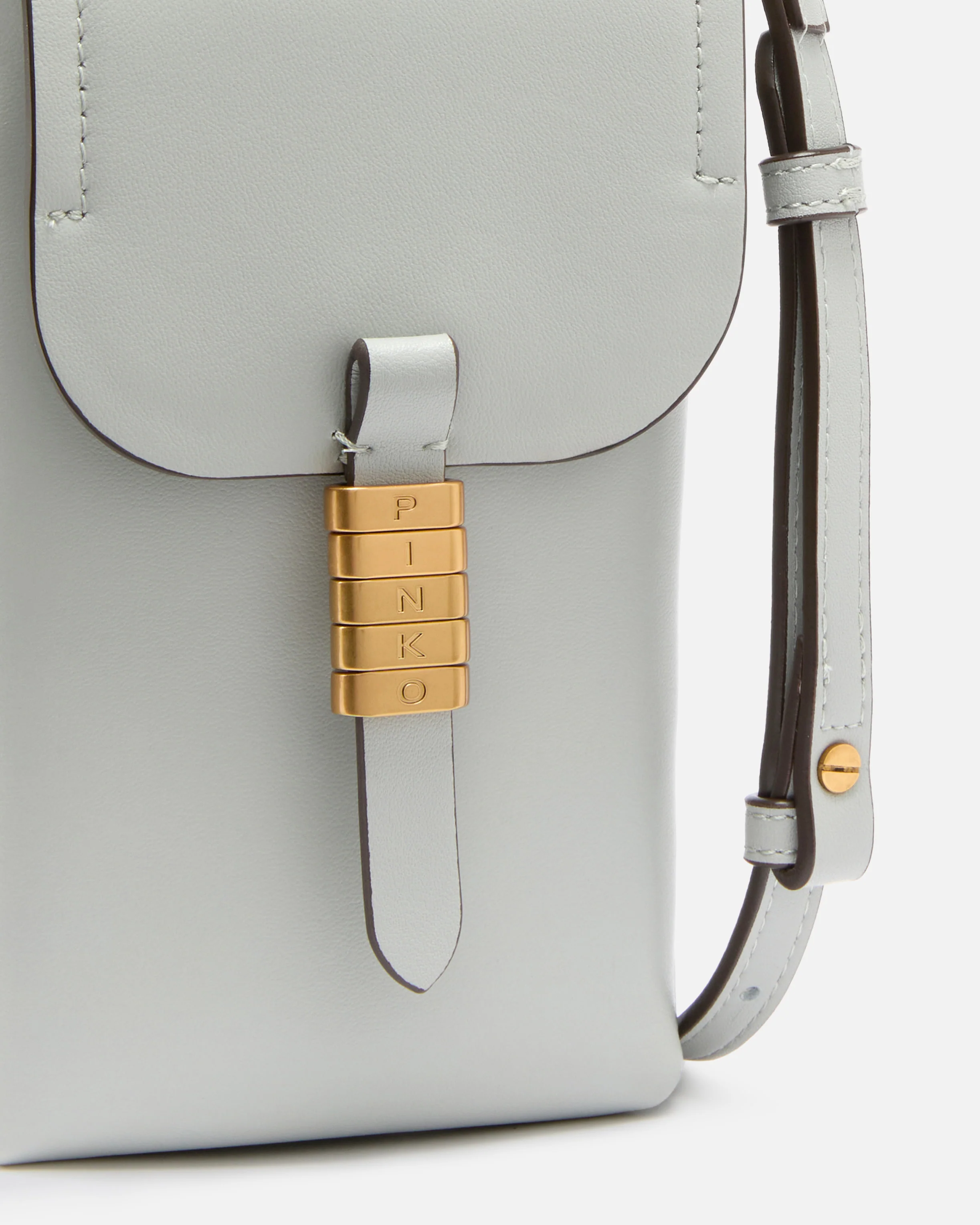 Leather smartphone case with shoulder strap and logo - Image 3