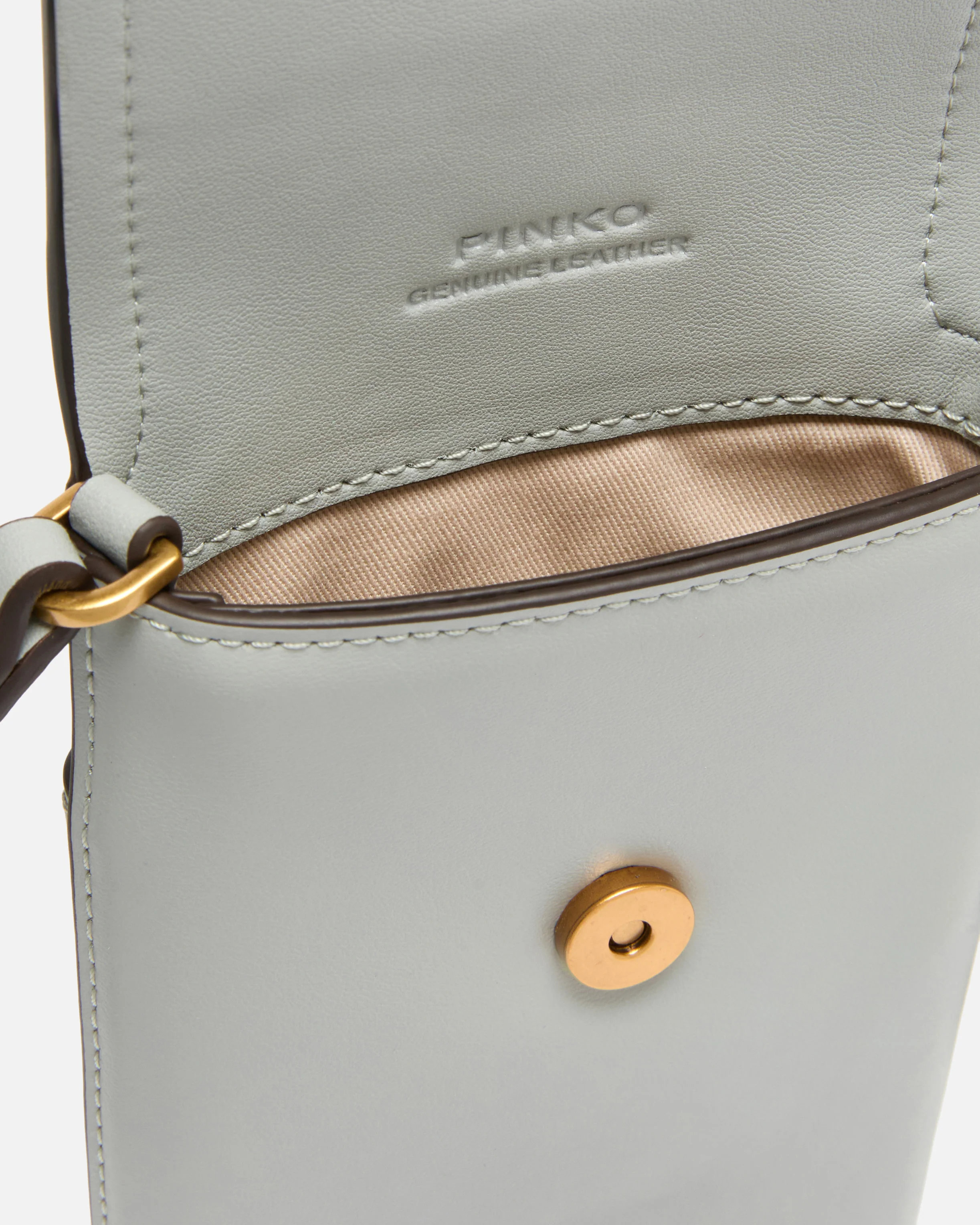 Leather smartphone case with shoulder strap and logo - Image 4