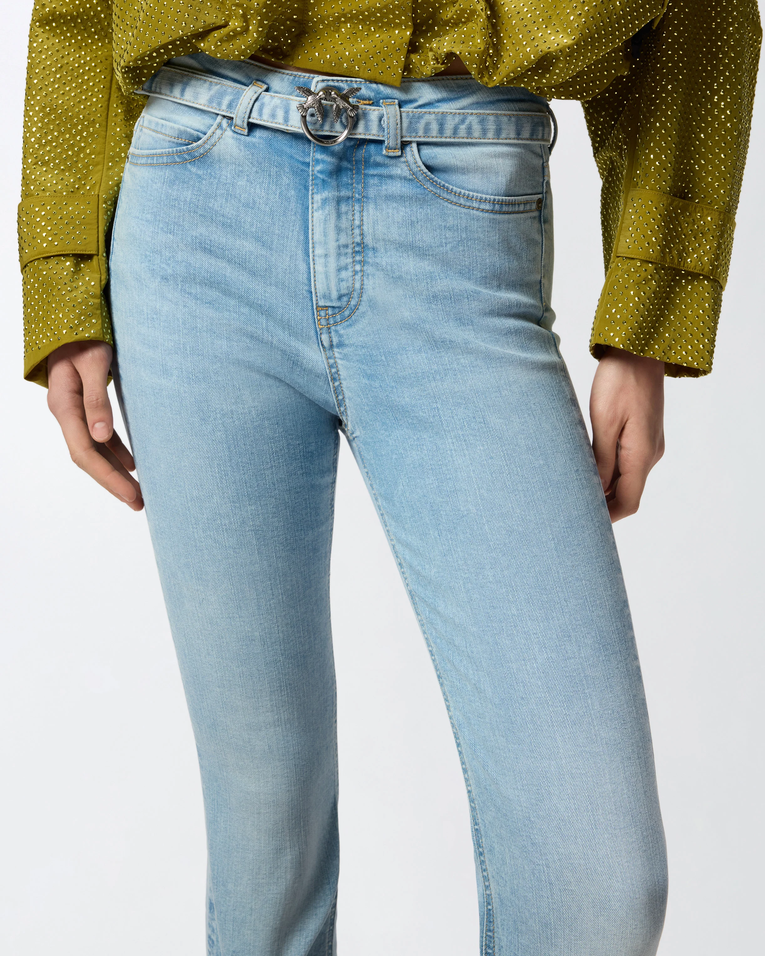 Light jeans with belt and Love Birds buckle - Image 4