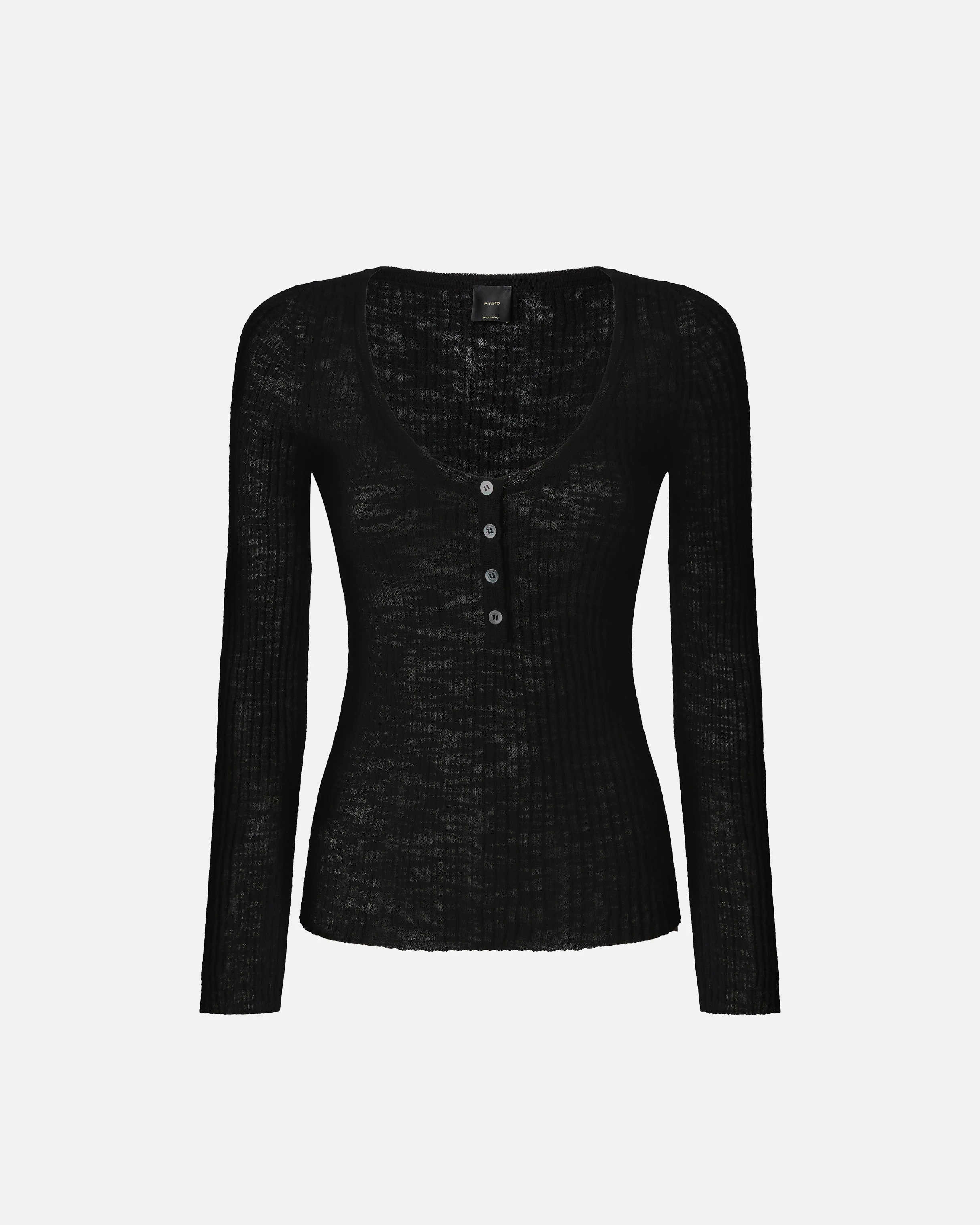 Lightweight ribbed cotton Henley sweater - Image 5
