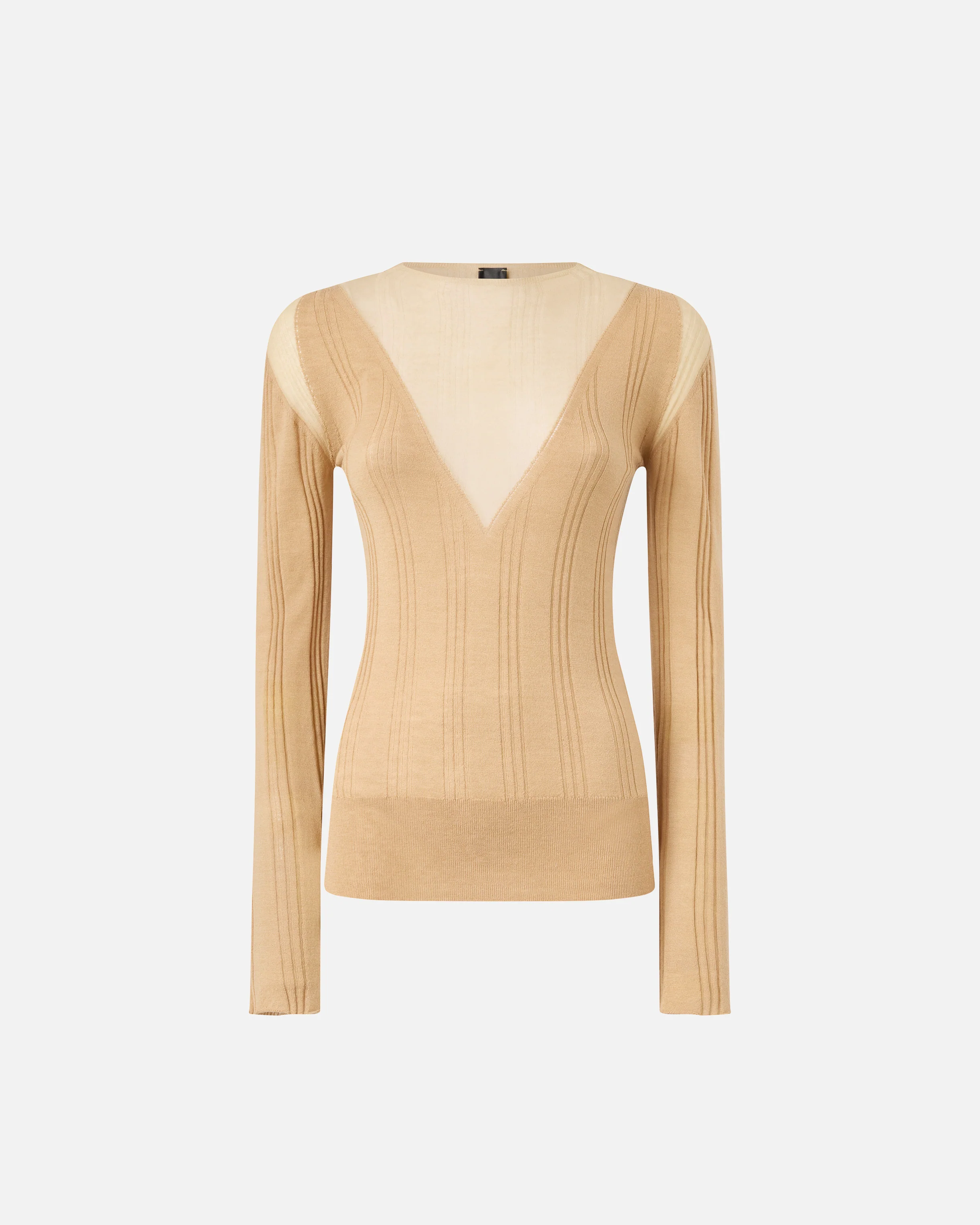 Lightweight ribbed sweater with sheer details - Image 5