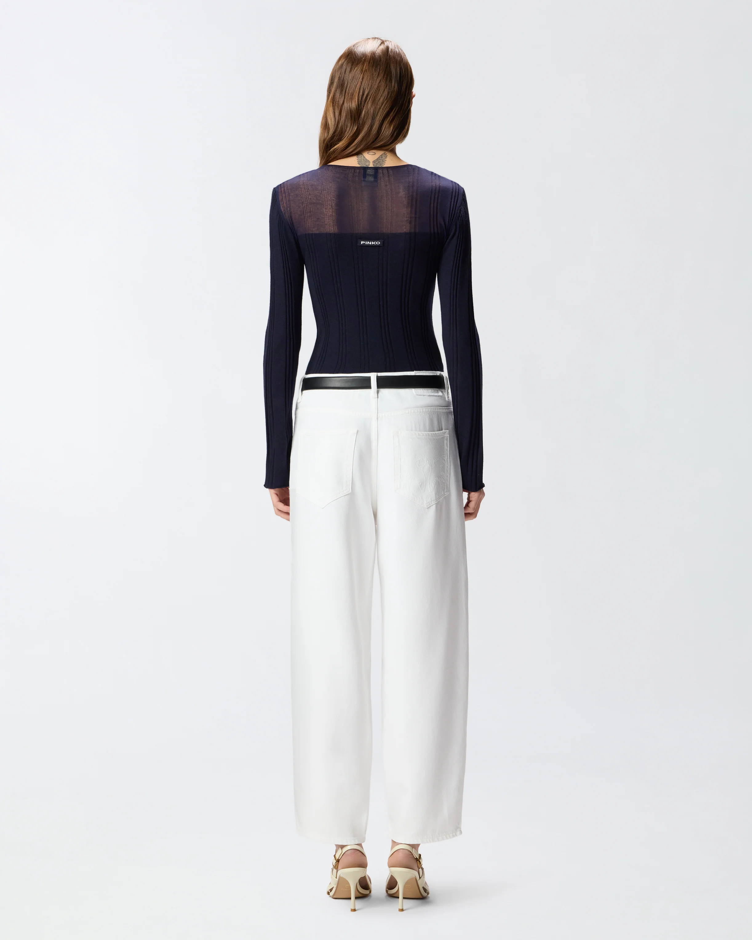 Lightweight ribbed sweater with sheer details - Image 3