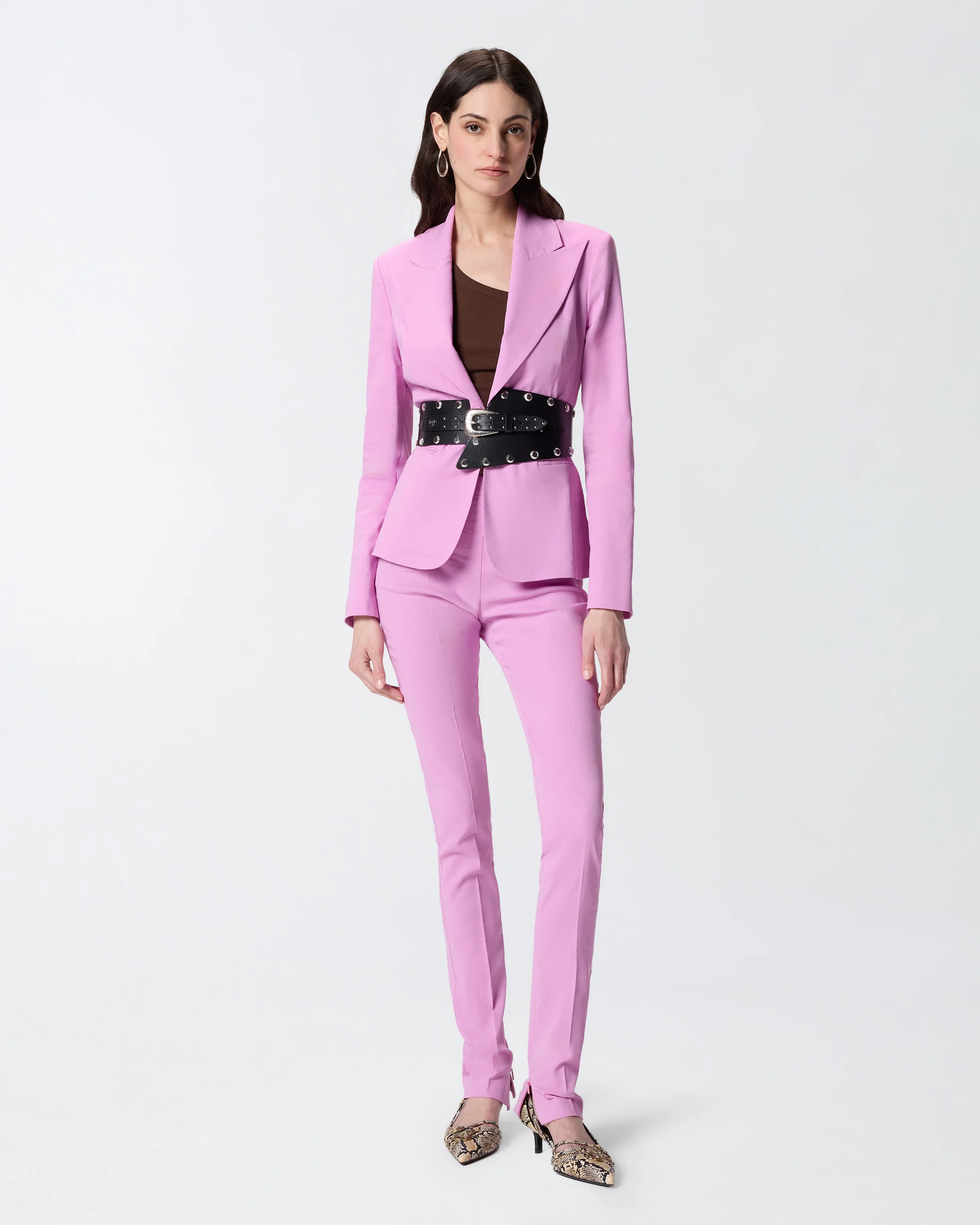 Linen-blend trousers with adjustable hem slit detail