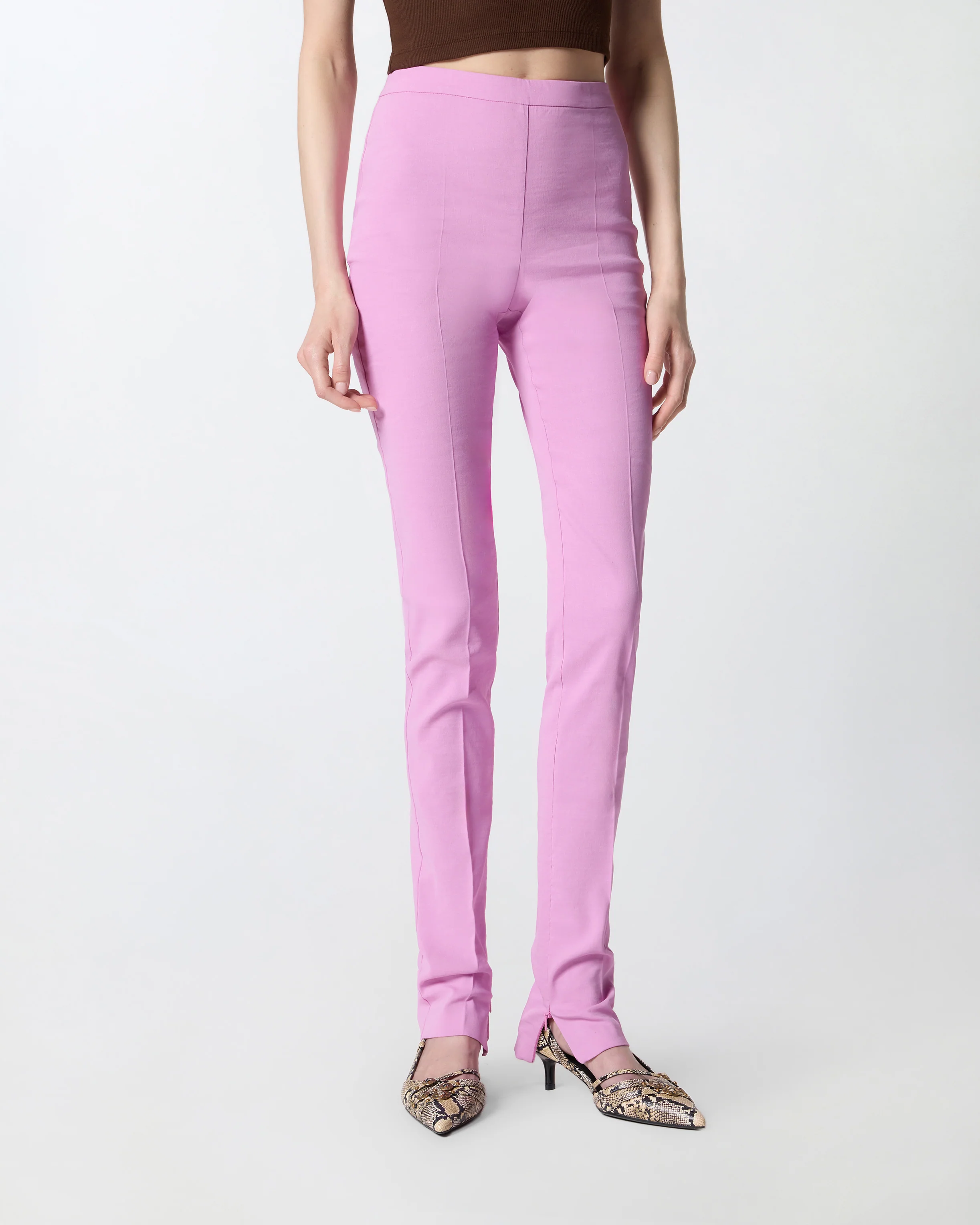 Linen-blend trousers with adjustable hem slit detail - Image 2