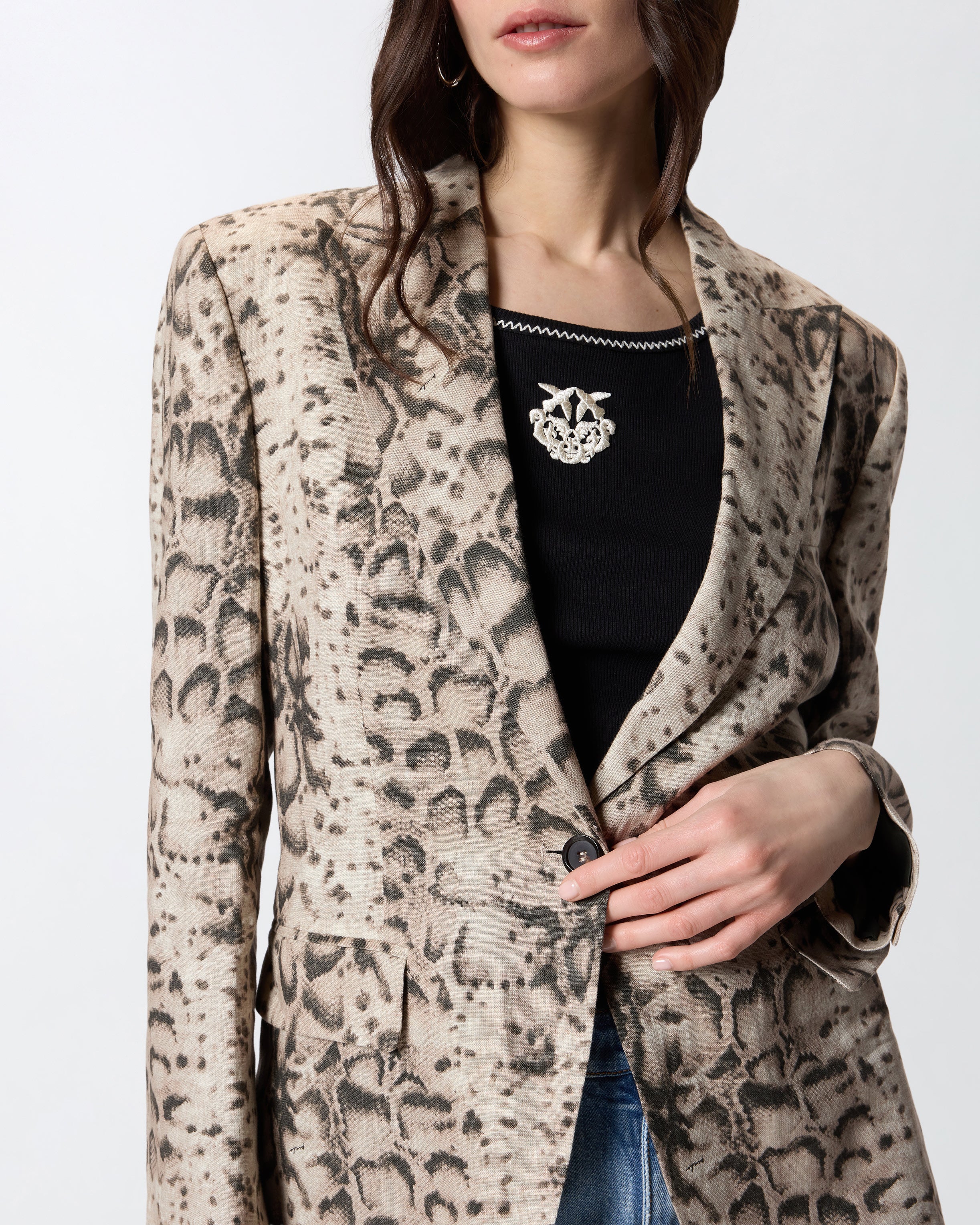 Linen jacket with snake print - Image 4