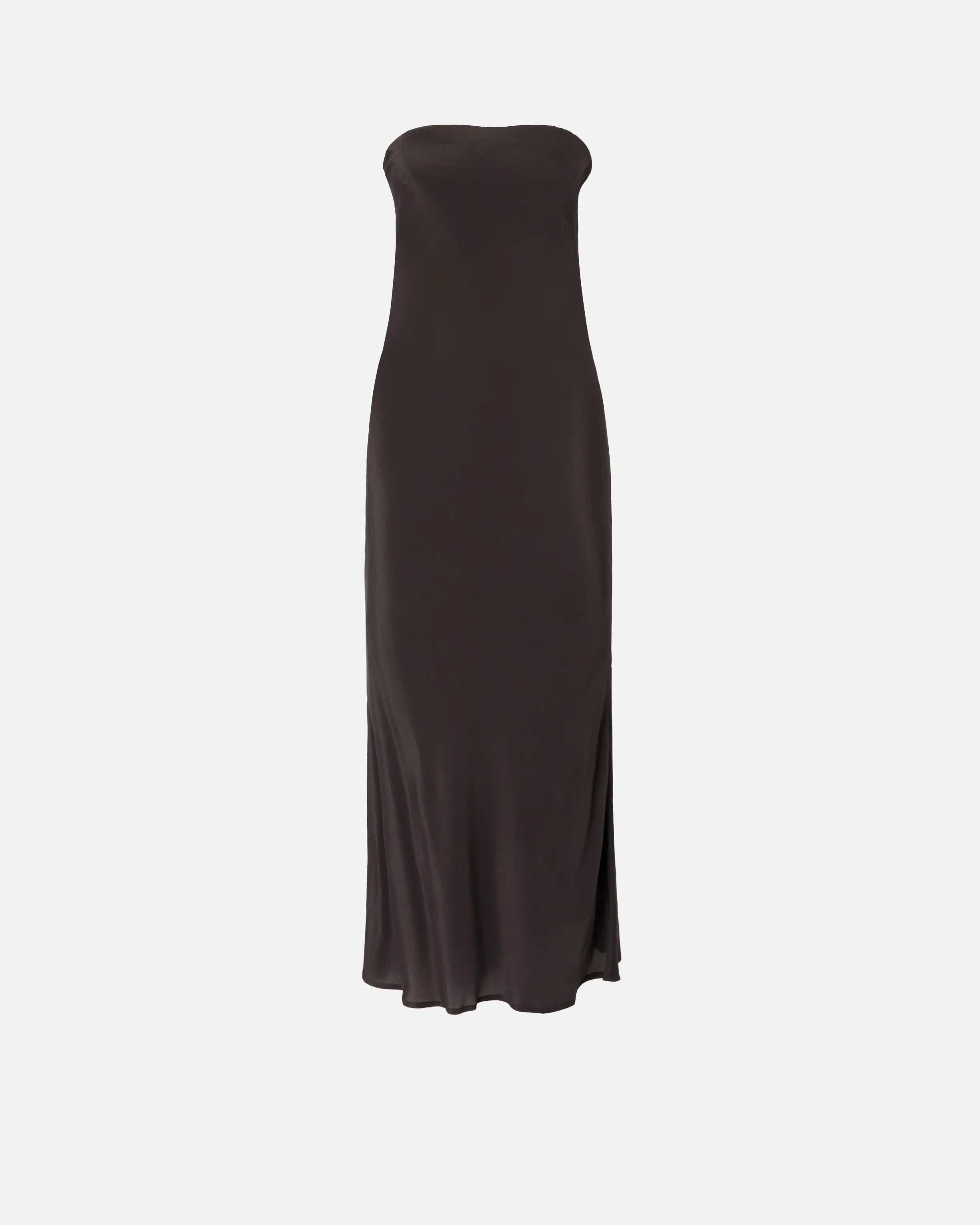 Long bandeau dress in viscose and silk crêpe de chine