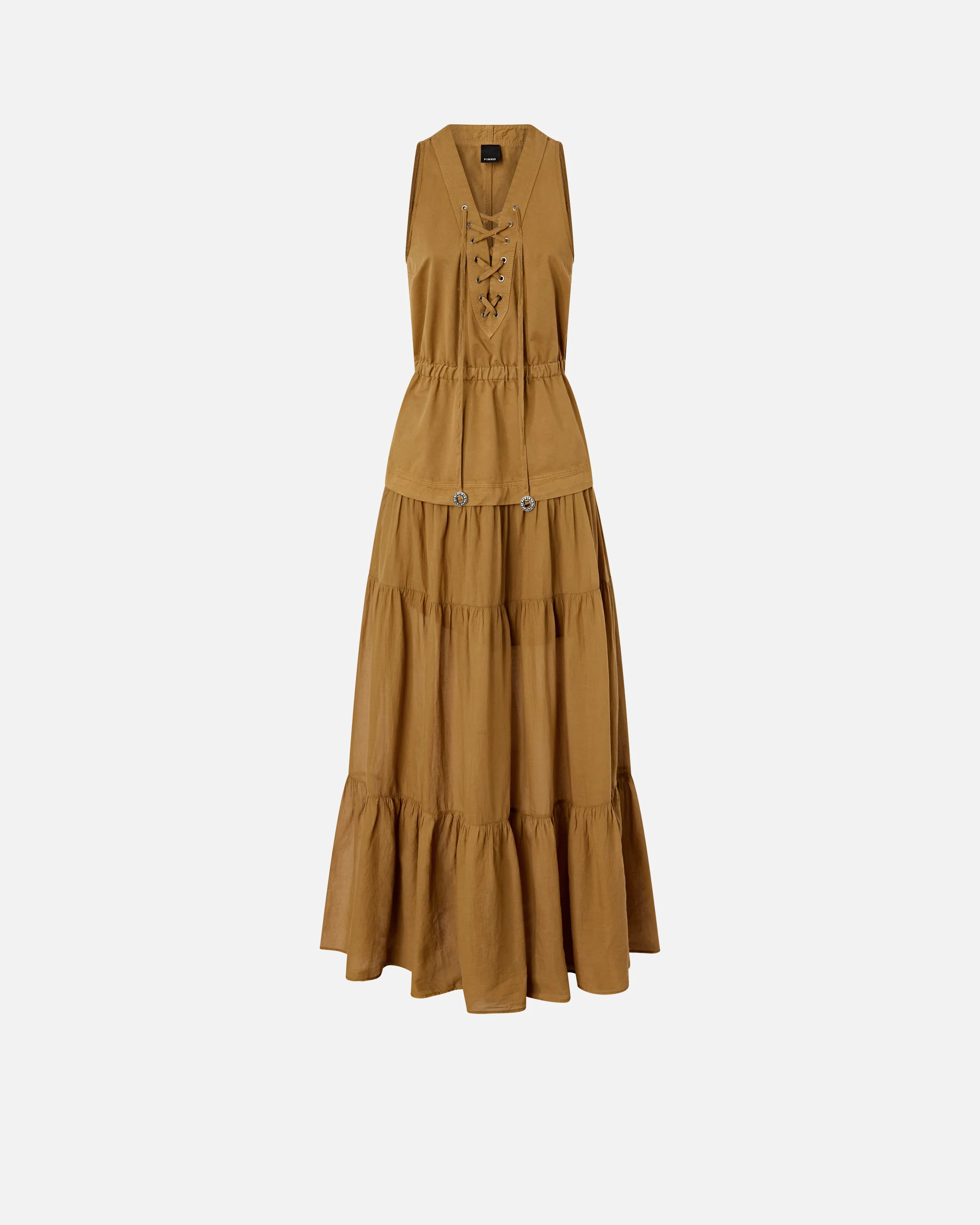 Long cotton dress with flounce and ribbons - Image 5