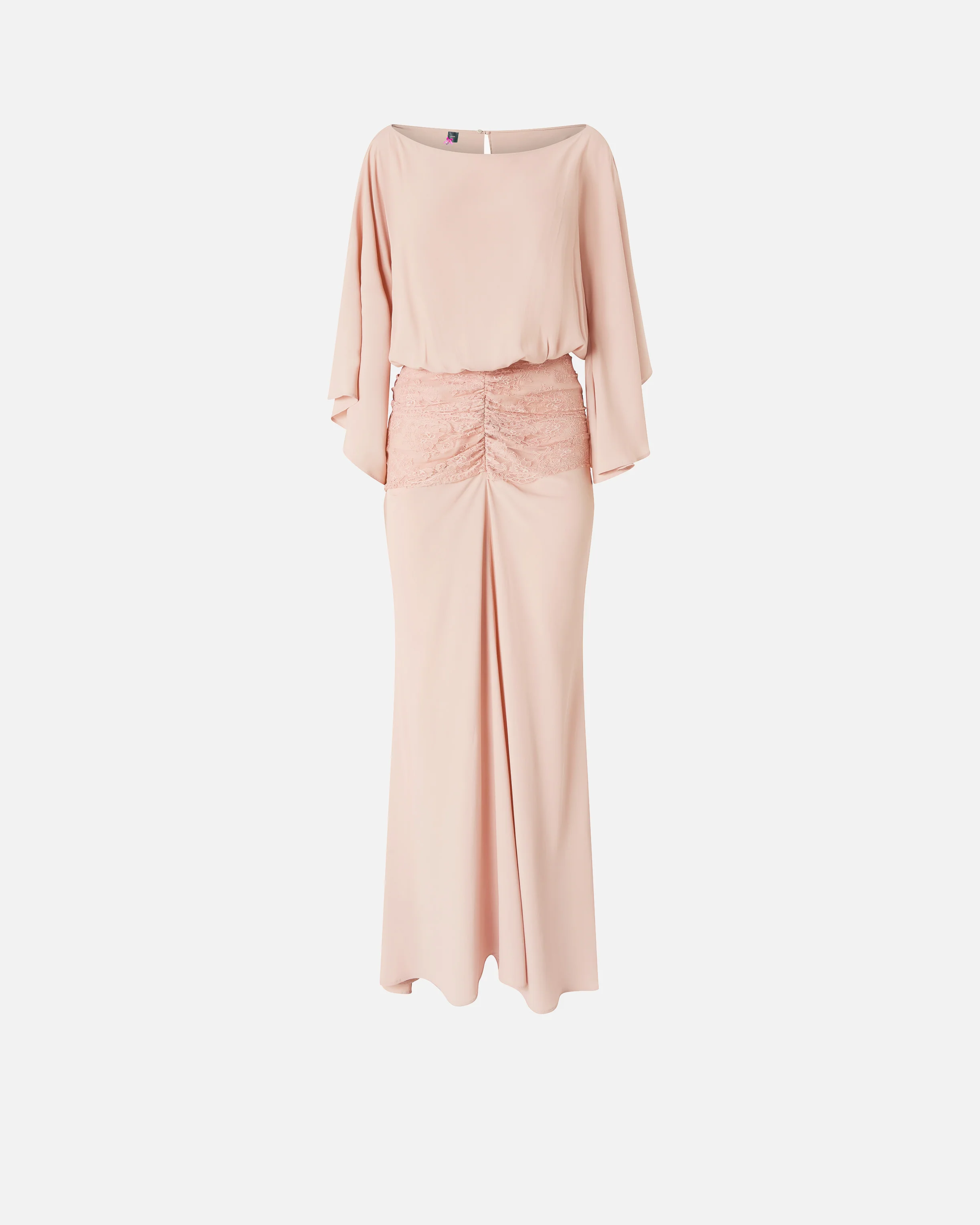 Long dress with draping and lace - Image 5
