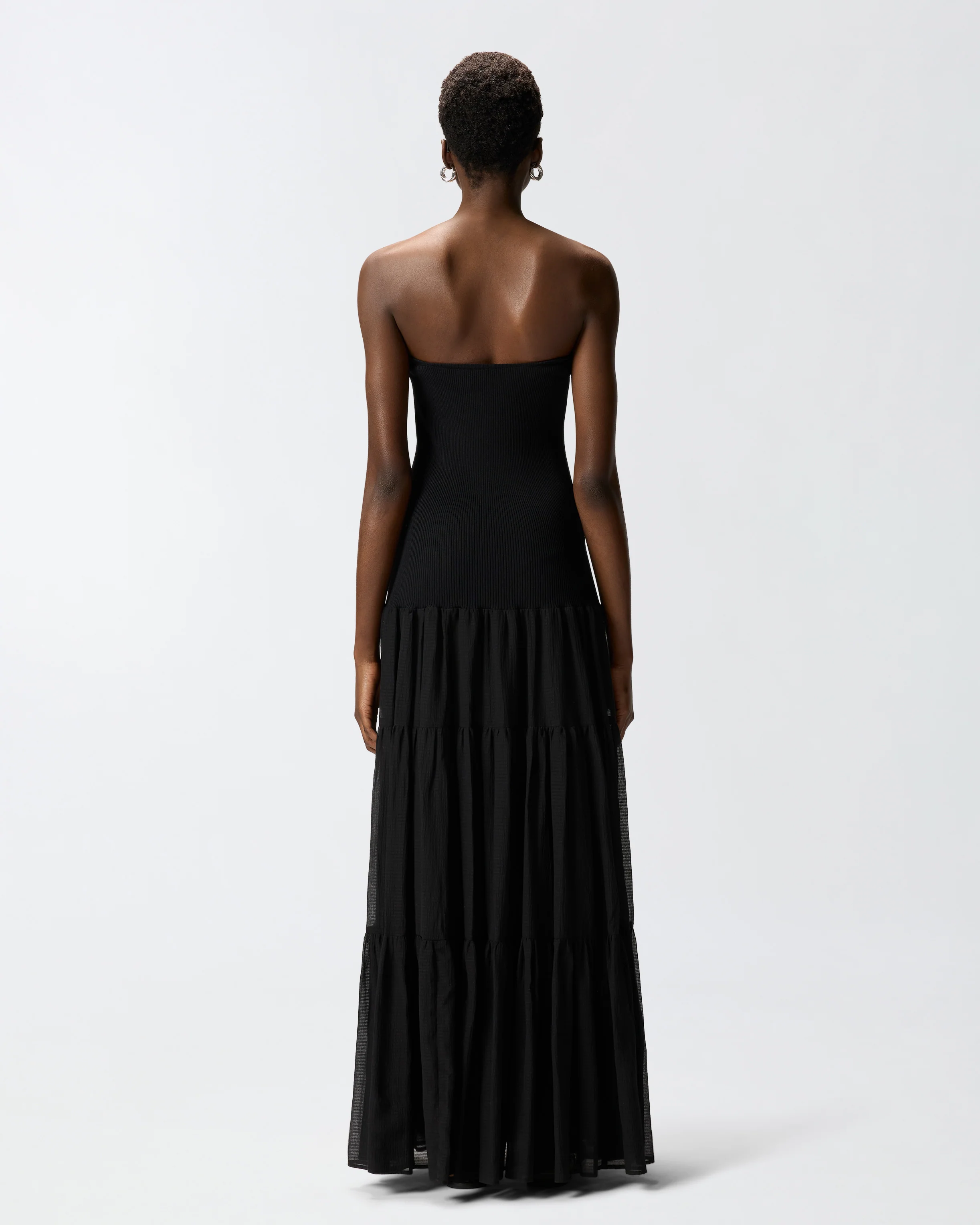 Long dress with ribbed top and flounced skirt - Image 3