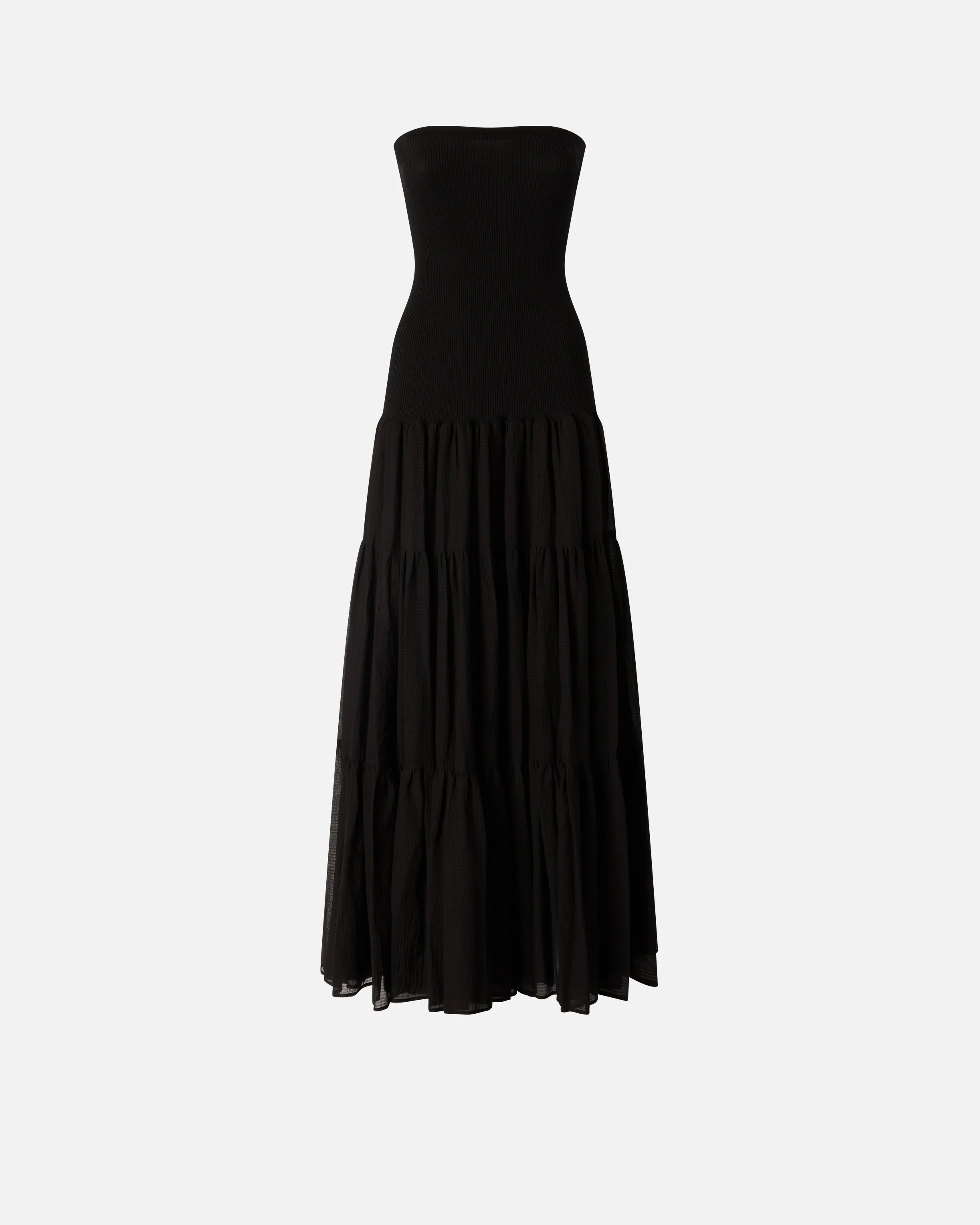 Long dress with ribbed top and flounced skirt - Image 5