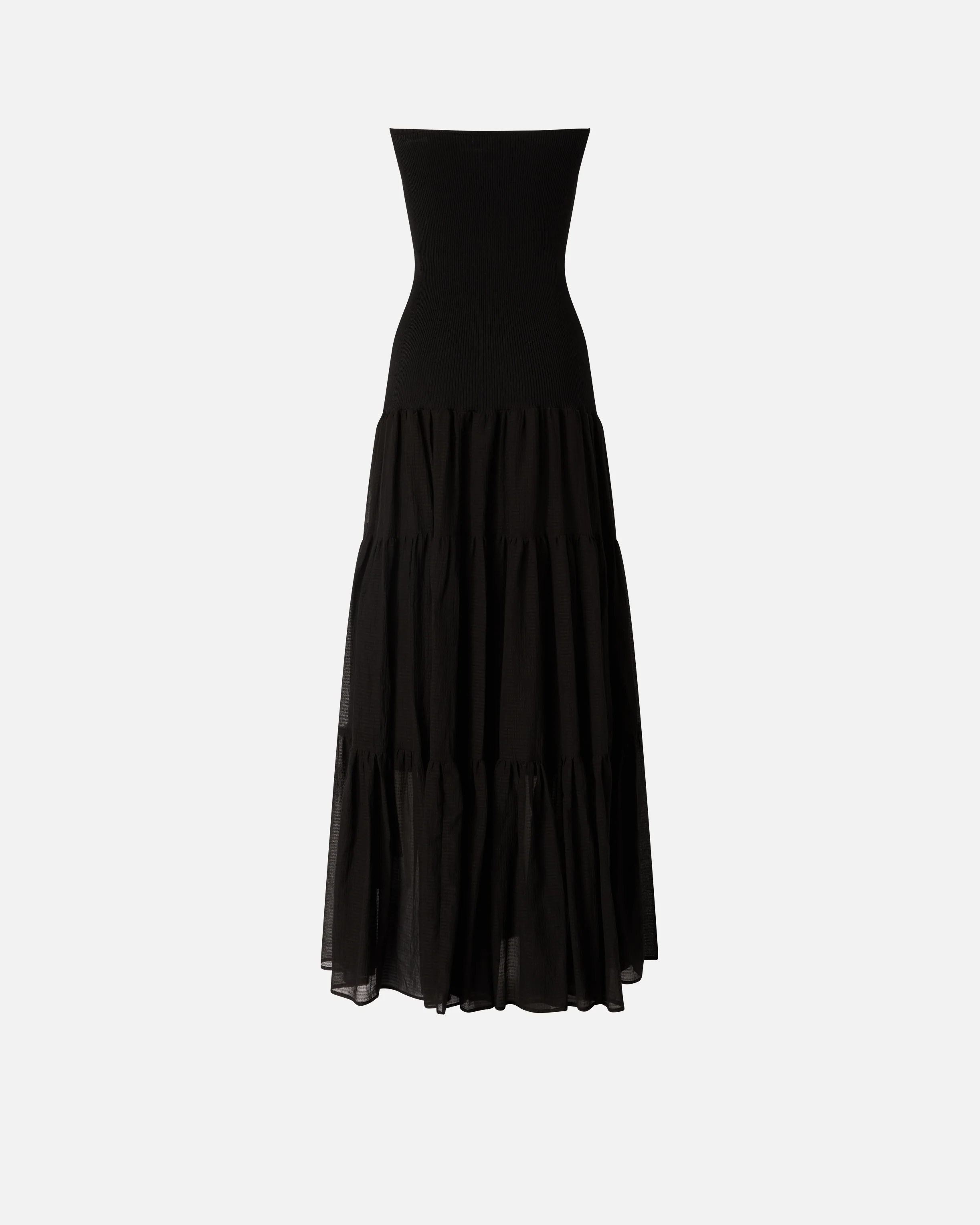 Long dress with ribbed top and flounced skirt - Image 6