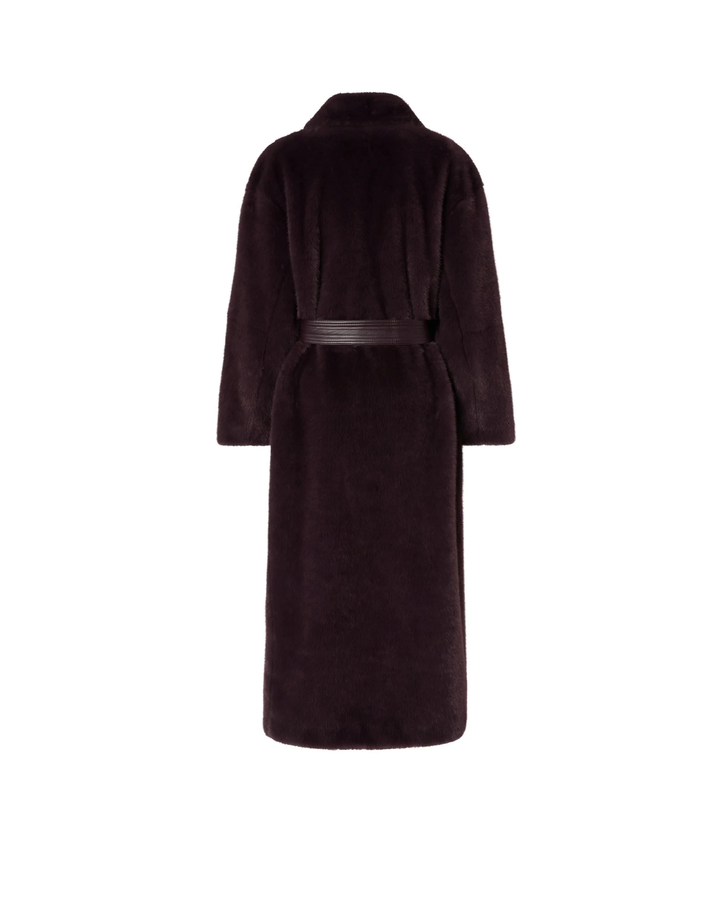Long faux fur coat with belt - Image 6