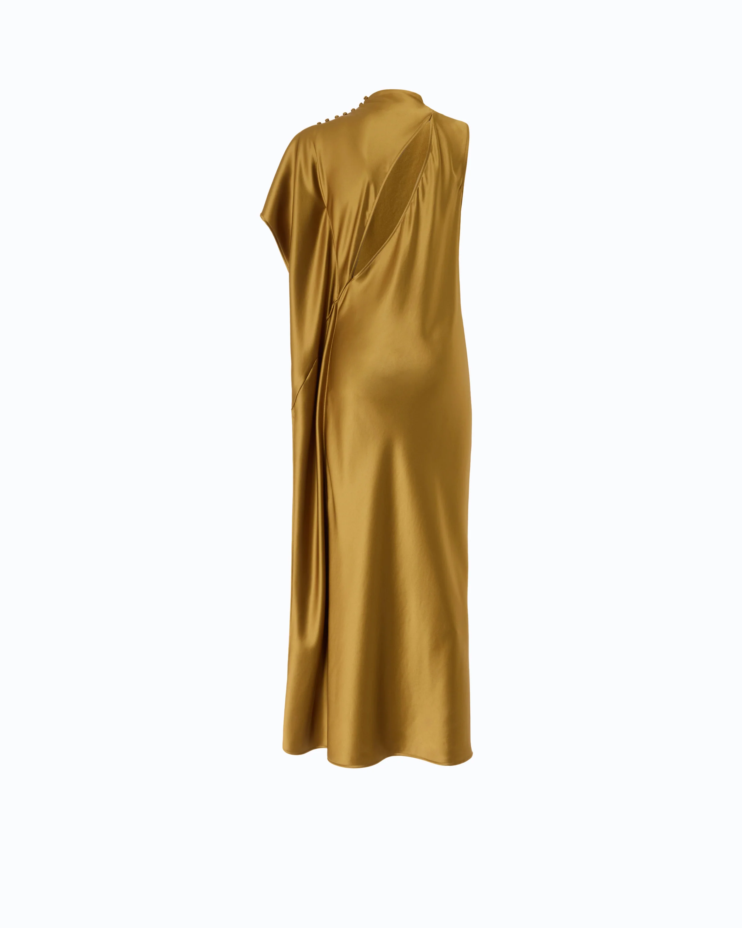 Long, one-shoulder satin dress - Image 6