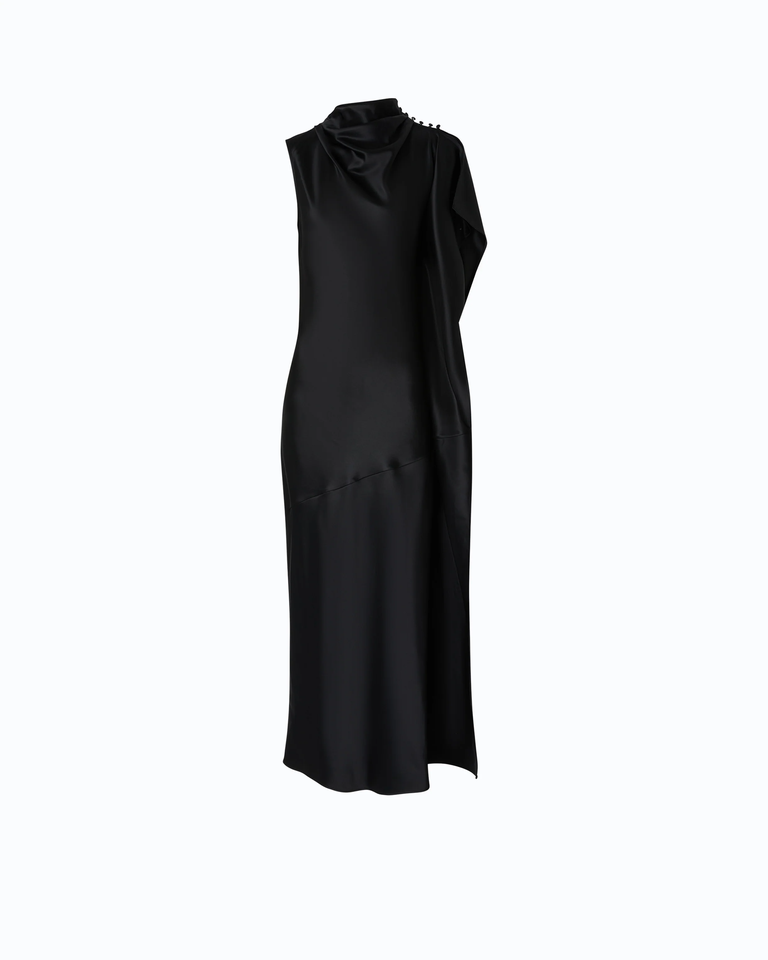 Long, one-shoulder satin dress - Image 5