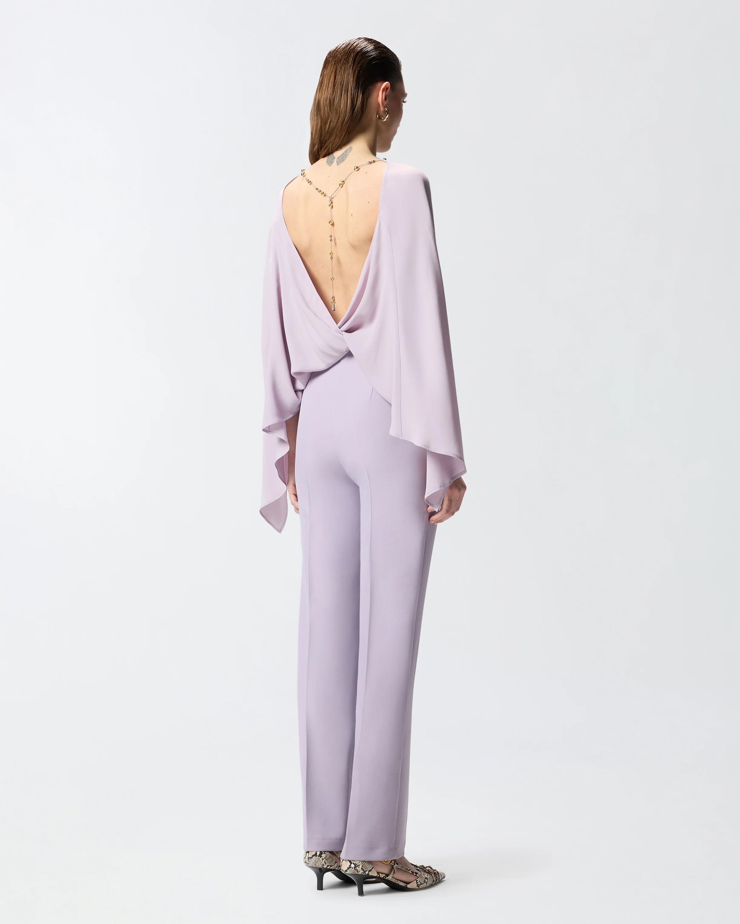 Long playsuit with exposed back and jewel necklace - Image 3