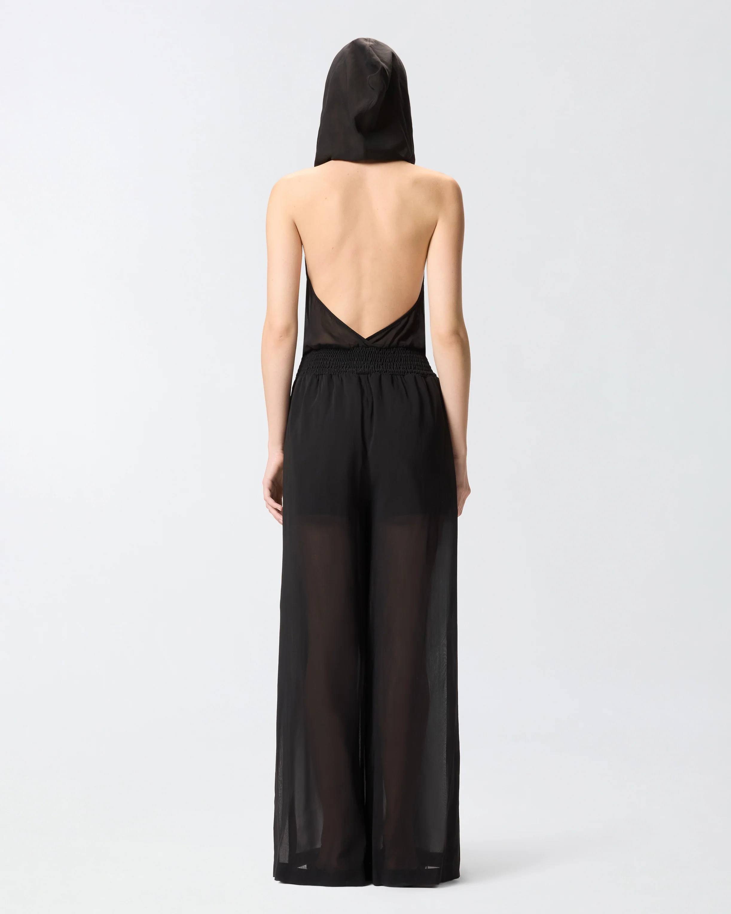 Long playsuit with hood and sheer details - Image 3