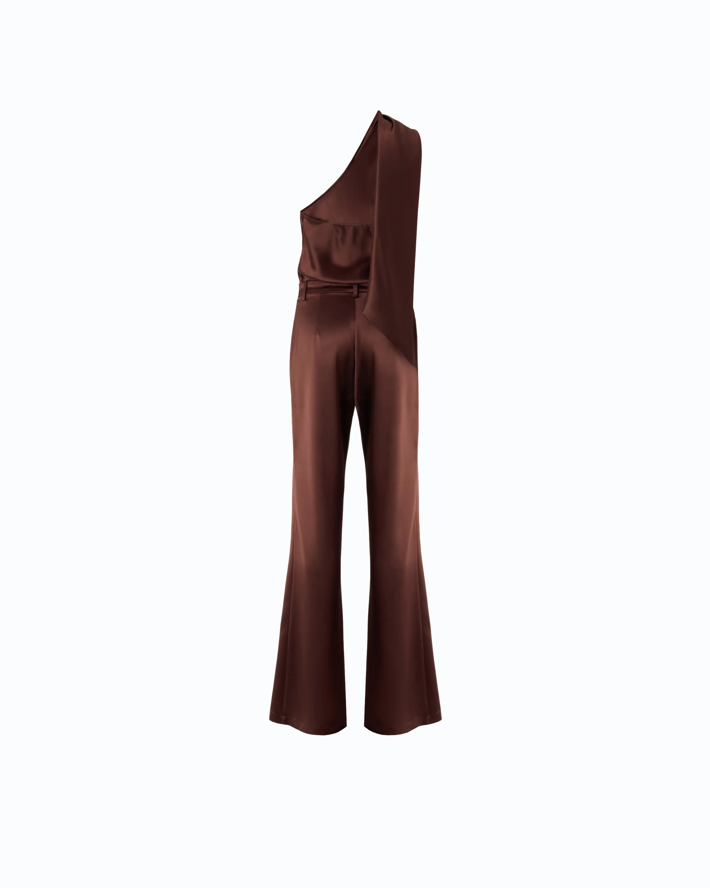 Long satin jumpsuit with sash - Image 6