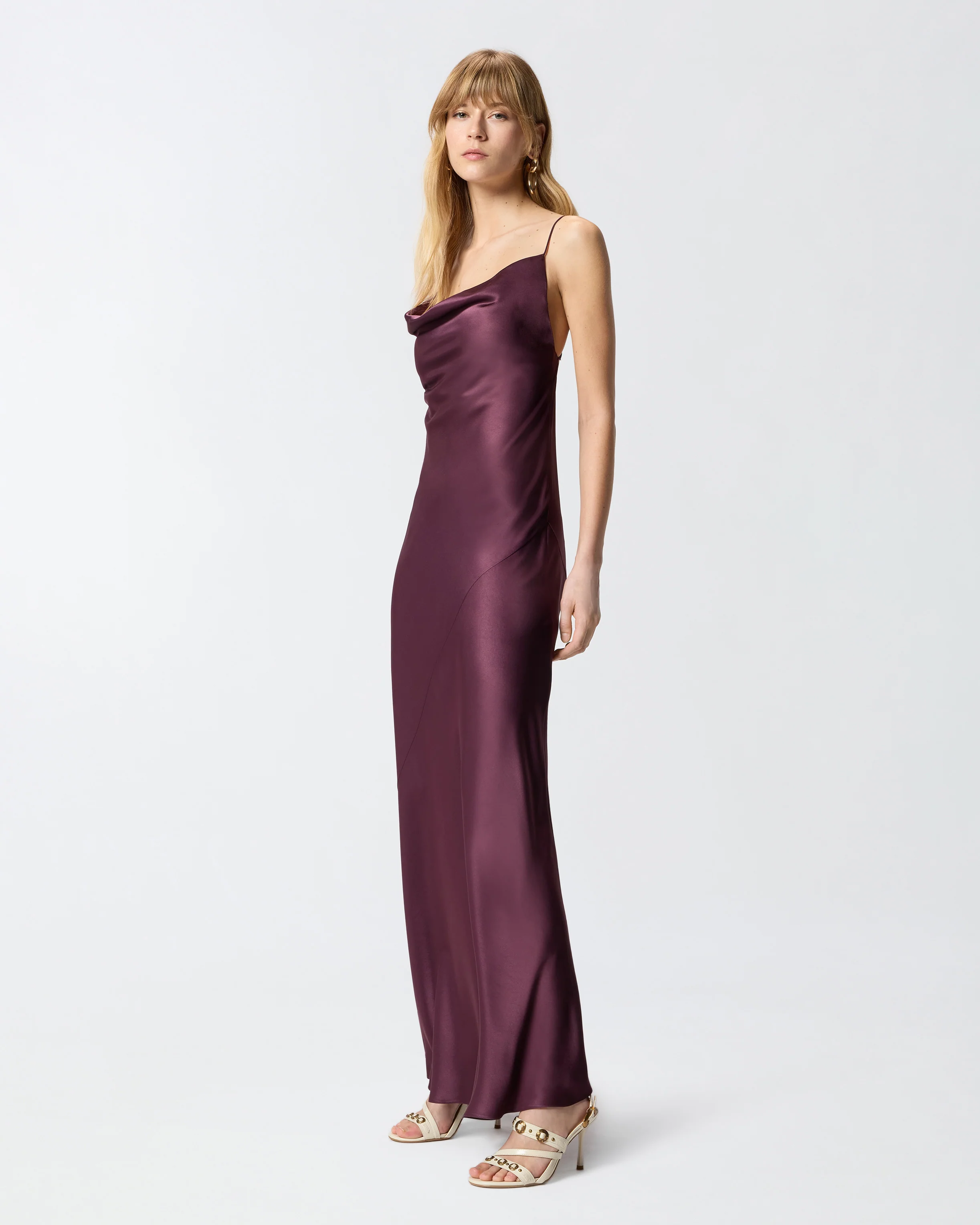 Long slip dress in satin - Image 2