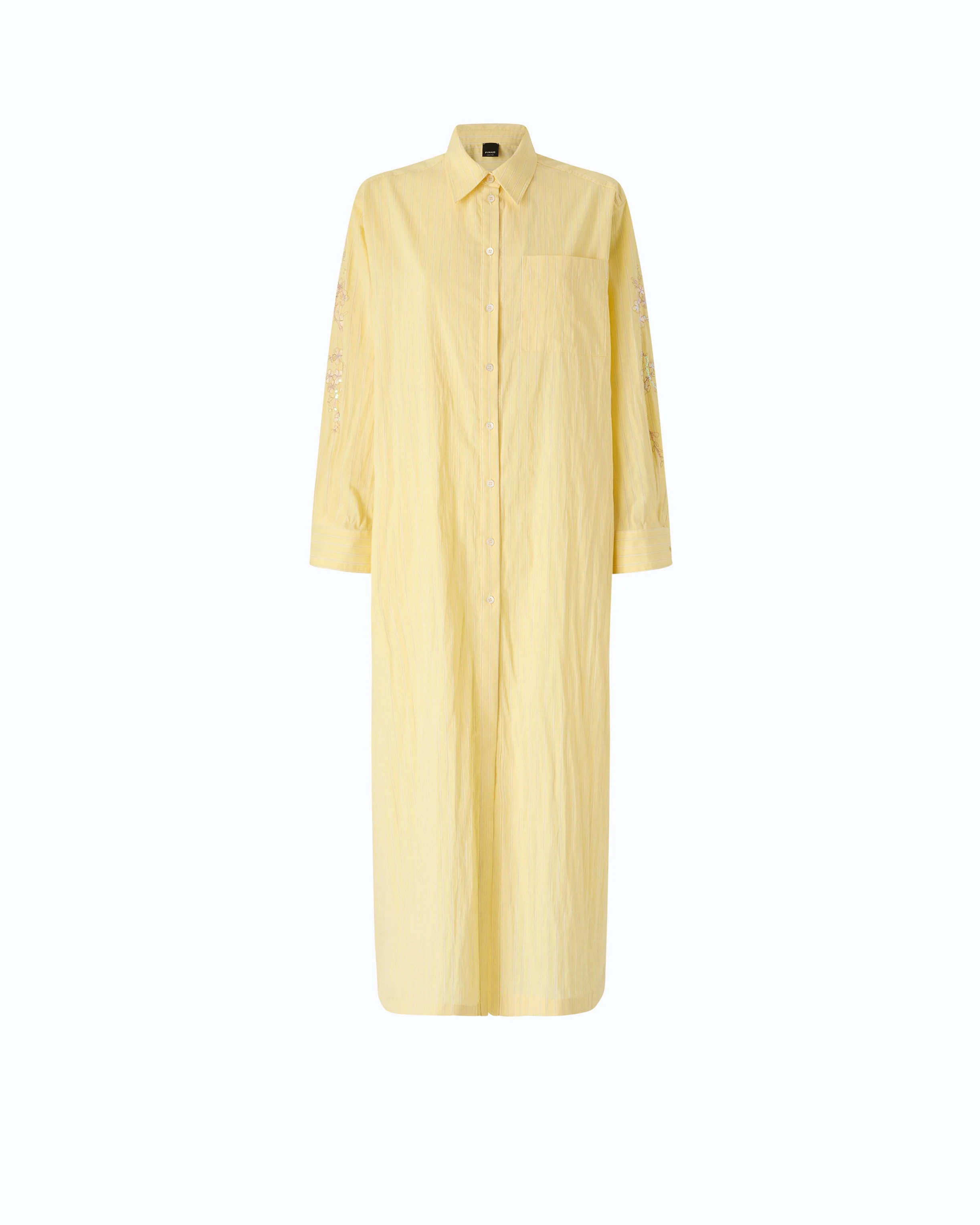 Long striped chemisier dress with floral embroidery - Image 5