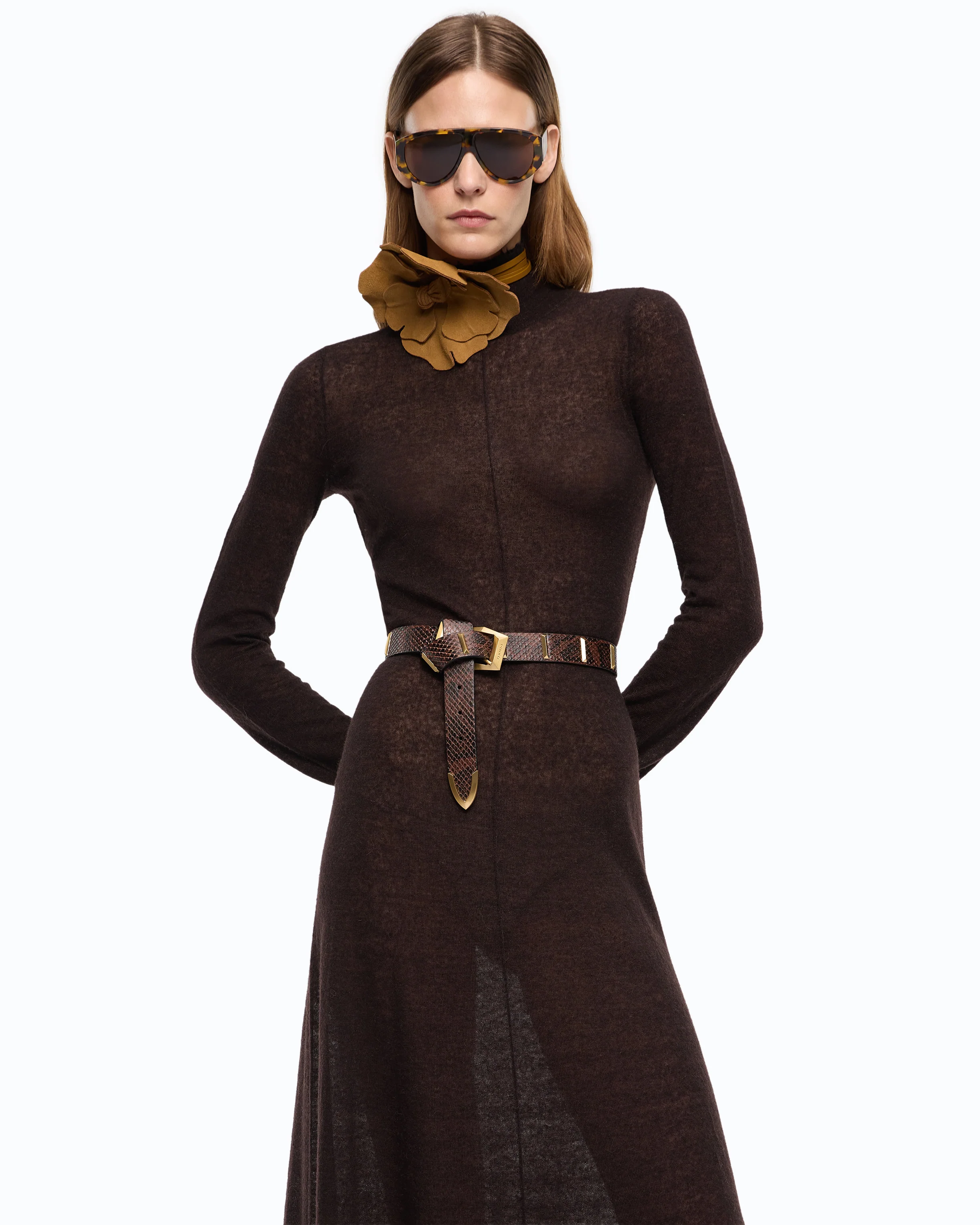 Long turtleneck dress in merino wool and alpaca - Image 2