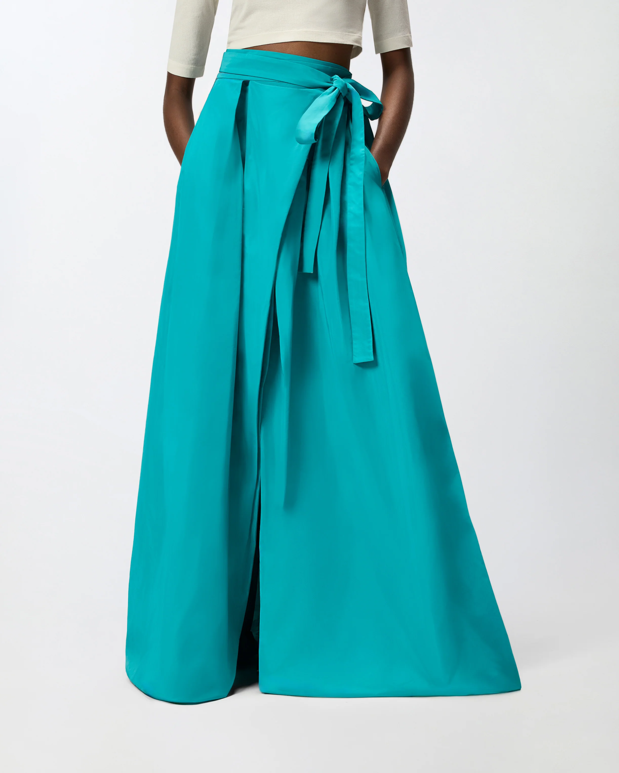 Long wrap skirt with bow - Image 2