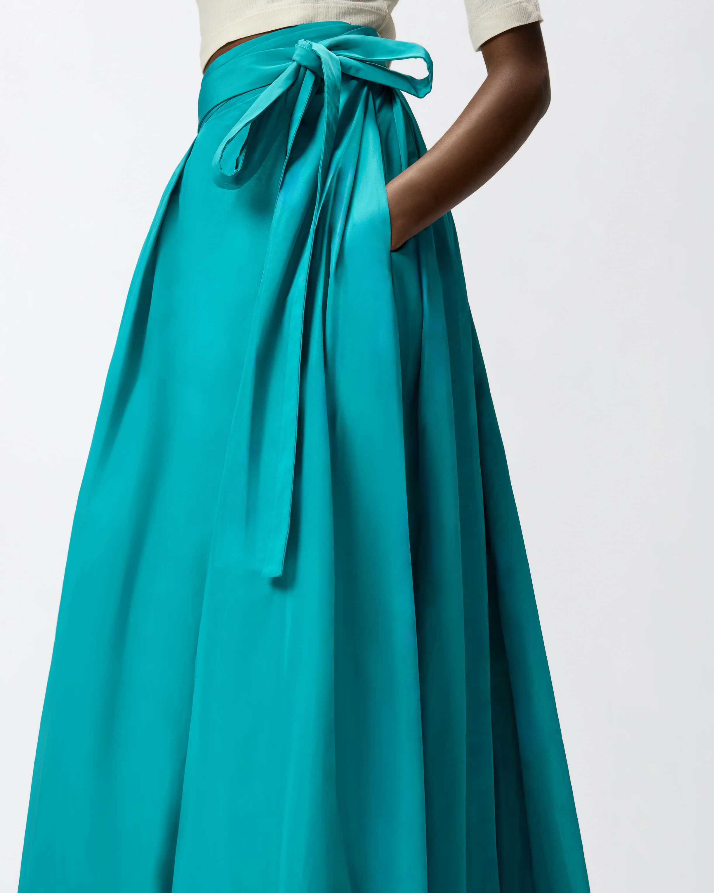 Long wrap skirt with bow - Image 4
