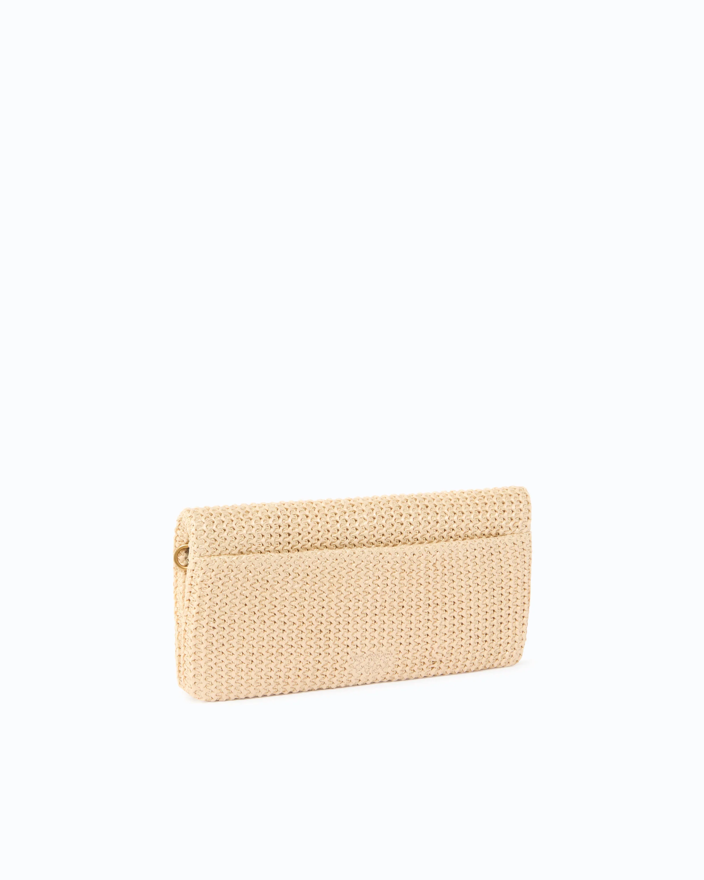 Love Bag Click Soft Horizontal Classic medium crossbody clutch in raffia - Image 2