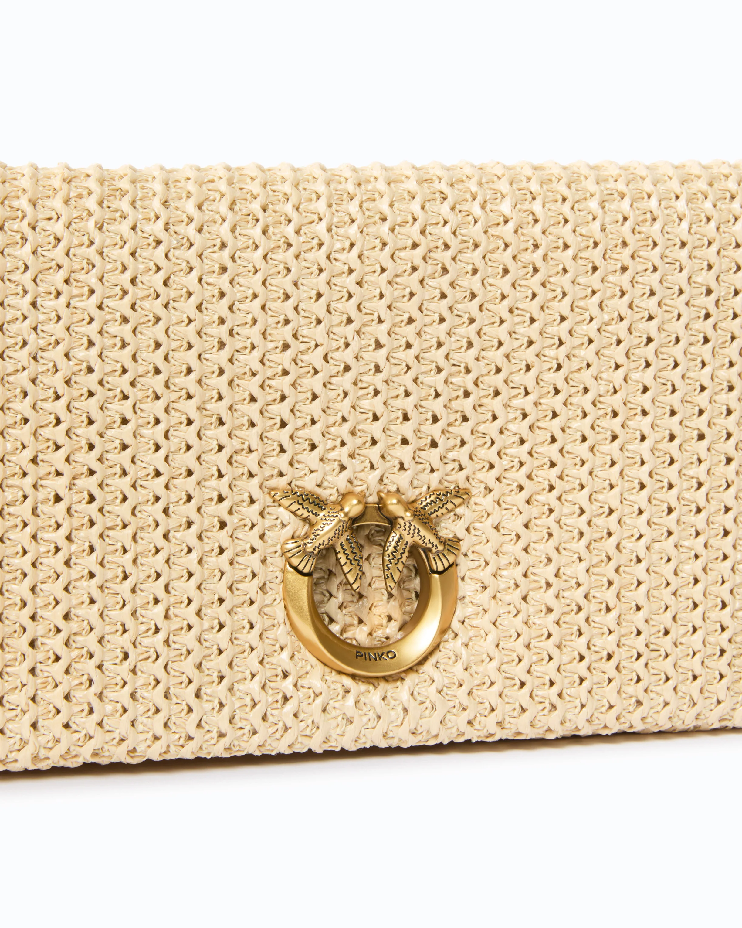 Love Bag Click Soft Horizontal Classic medium crossbody clutch in raffia - Image 3