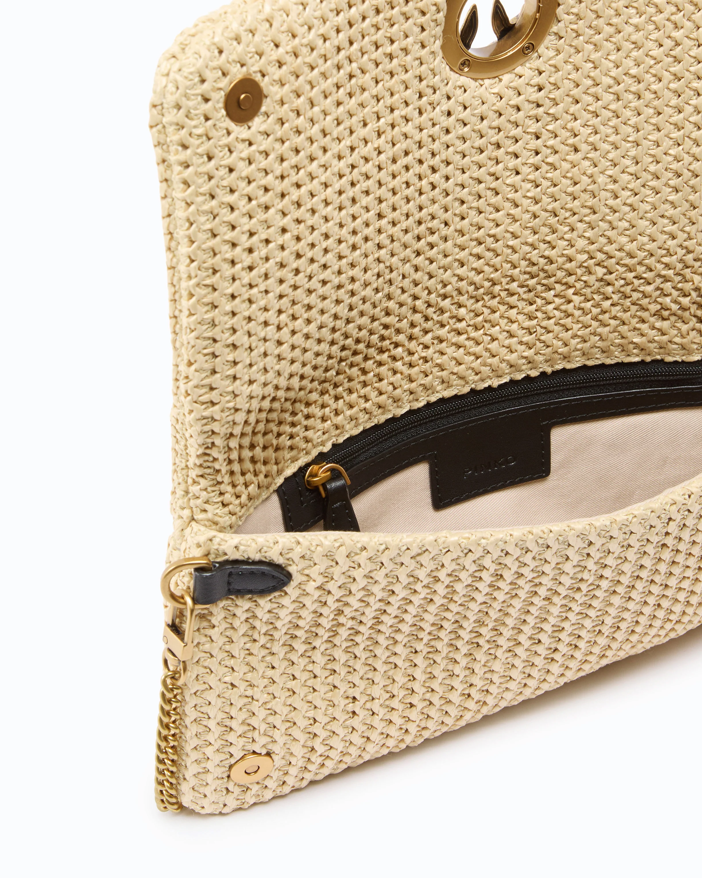 Love Bag Click Soft Horizontal Classic medium crossbody clutch in raffia - Image 4