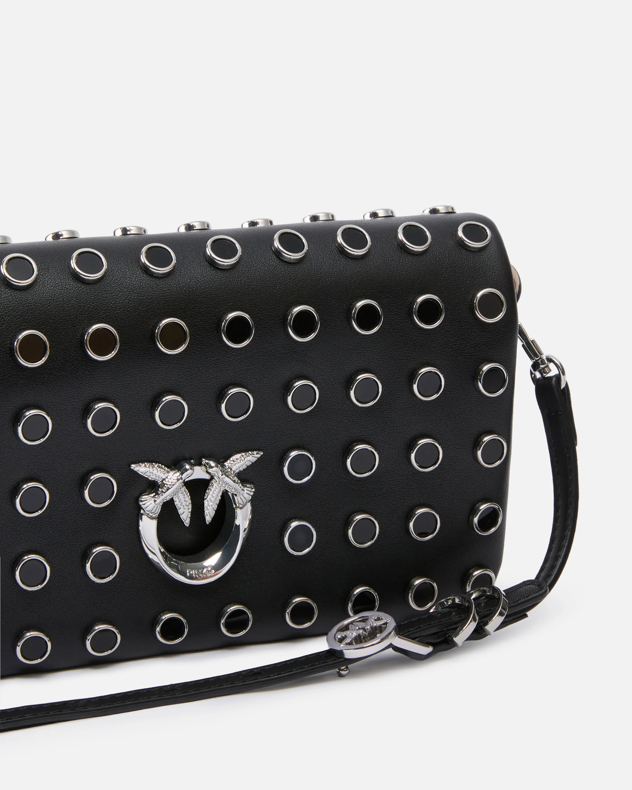 Love Bag Click Soft Horizontal Mini crossbody clutch in leather with studs - Image 3