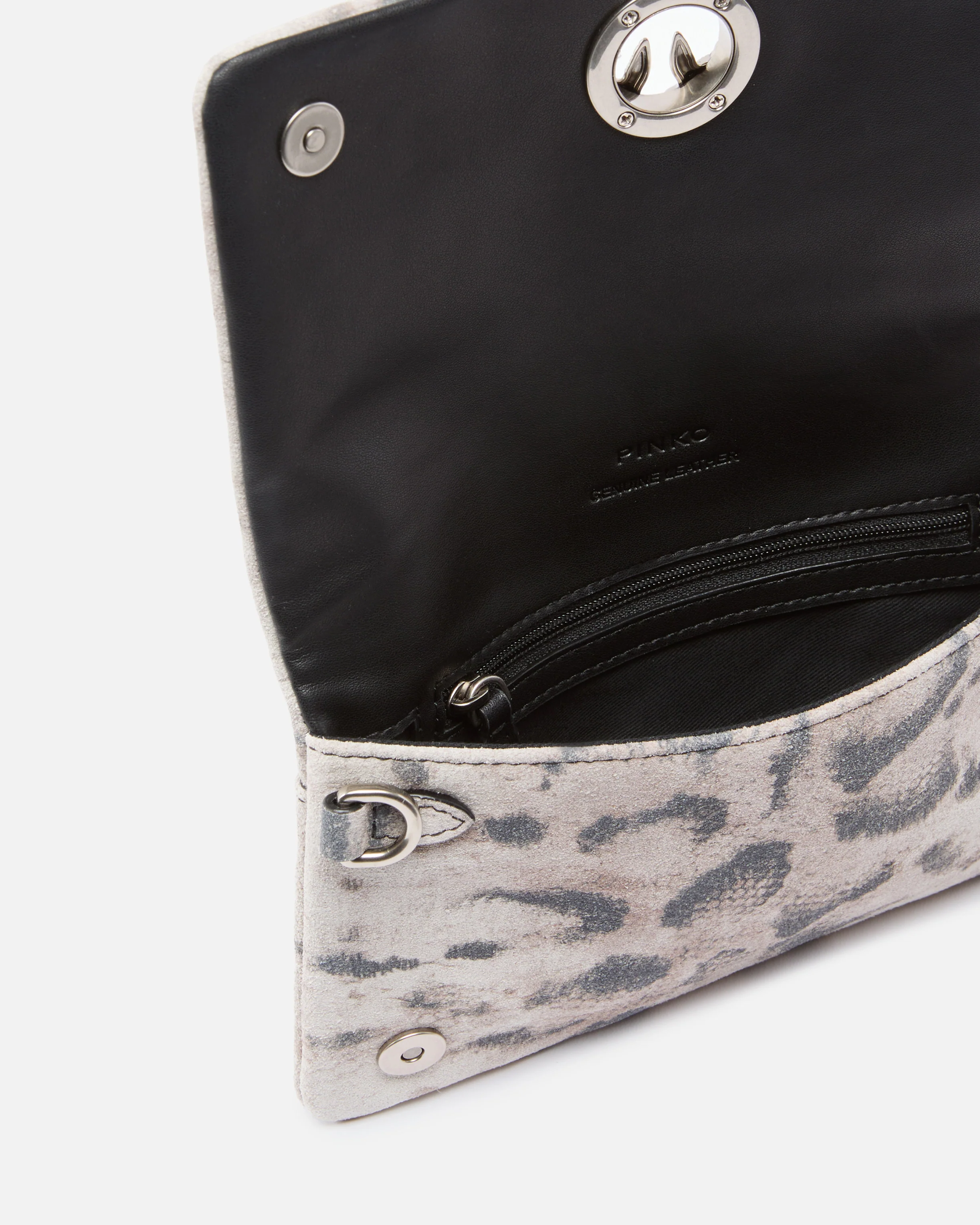 Love Bag Click Soft Horizontal Mini crossbody clutch in python-print suede - Image 4