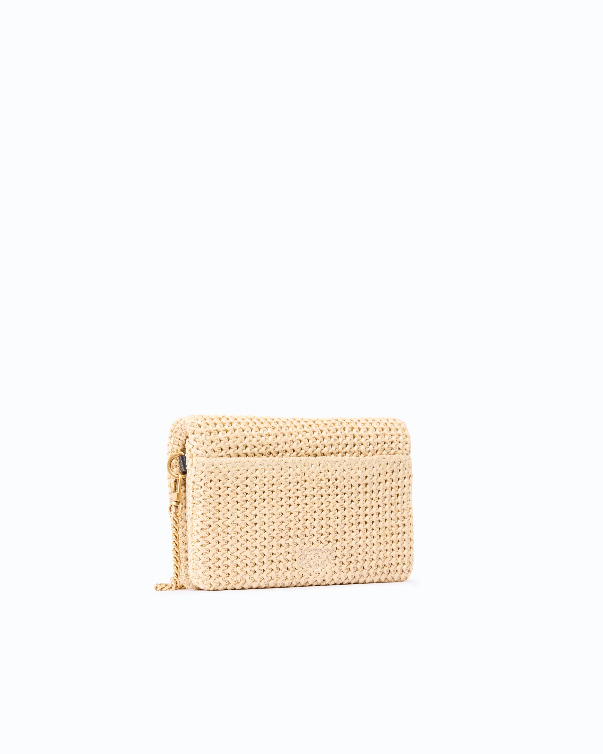 Love Bag Click Soft Horizontal Mini crossbody clutch in raffia - Image 2