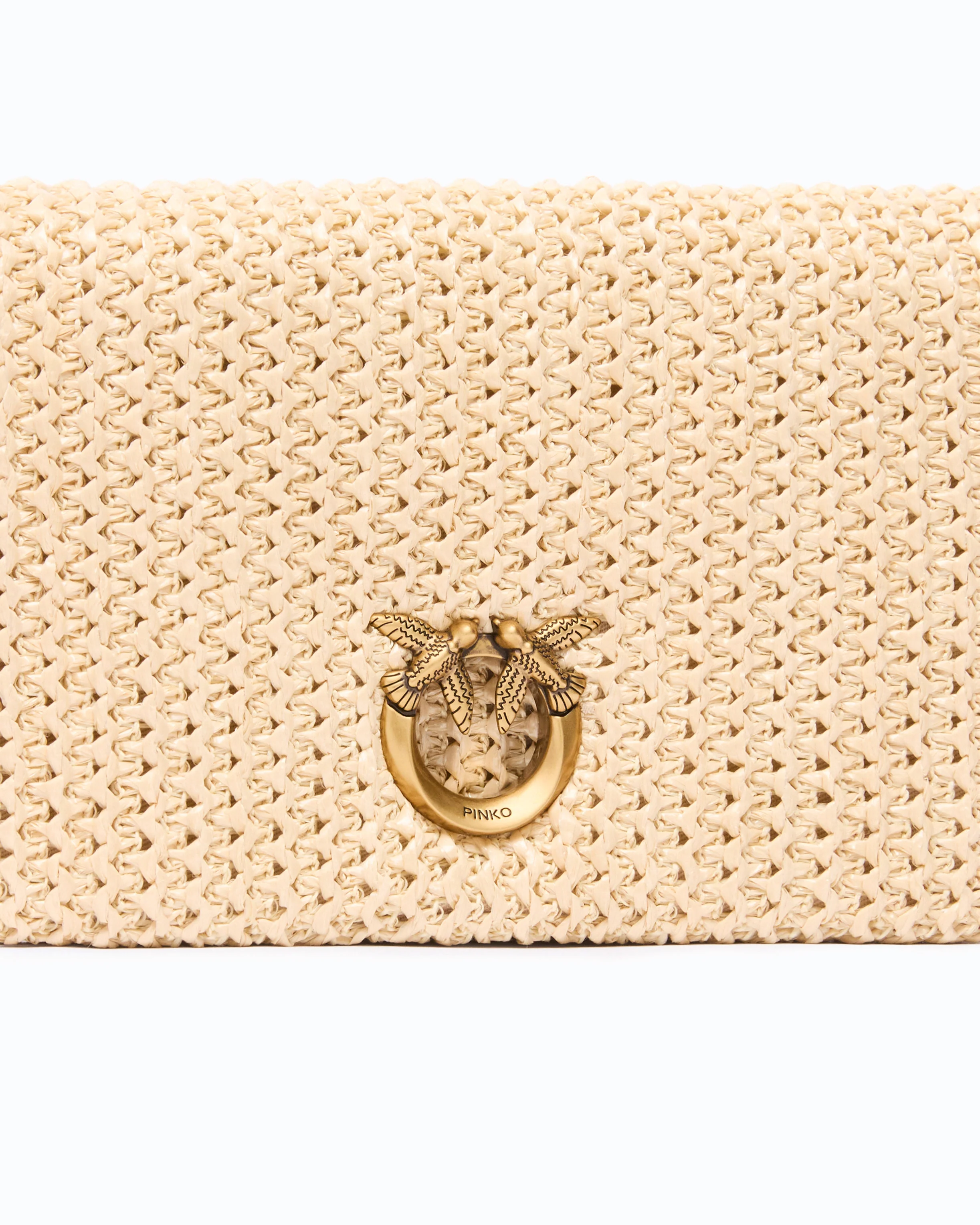 Love Bag Click Soft Horizontal Mini crossbody clutch in raffia - Image 3