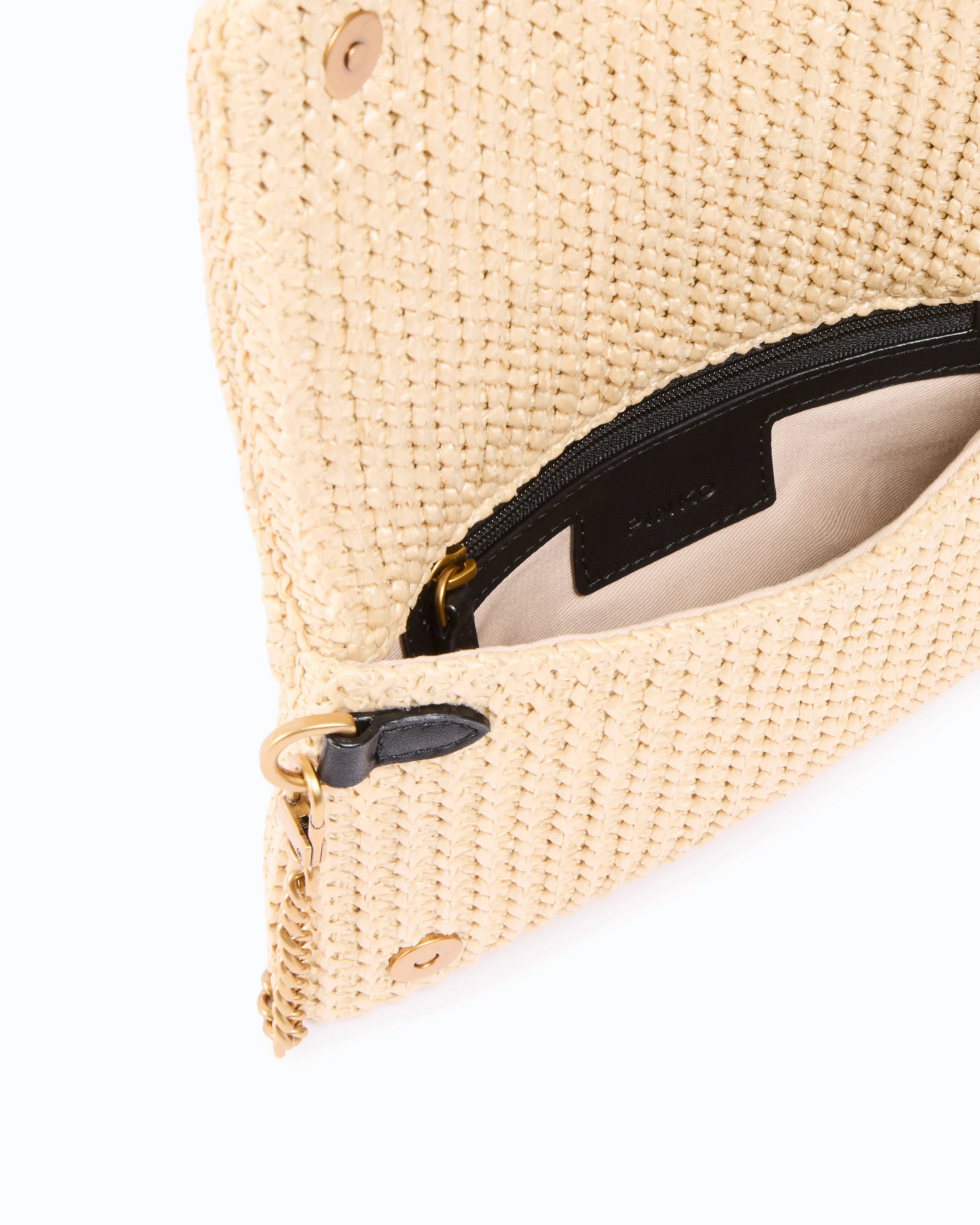 Love Bag Click Soft Horizontal Mini crossbody clutch in raffia - Image 4