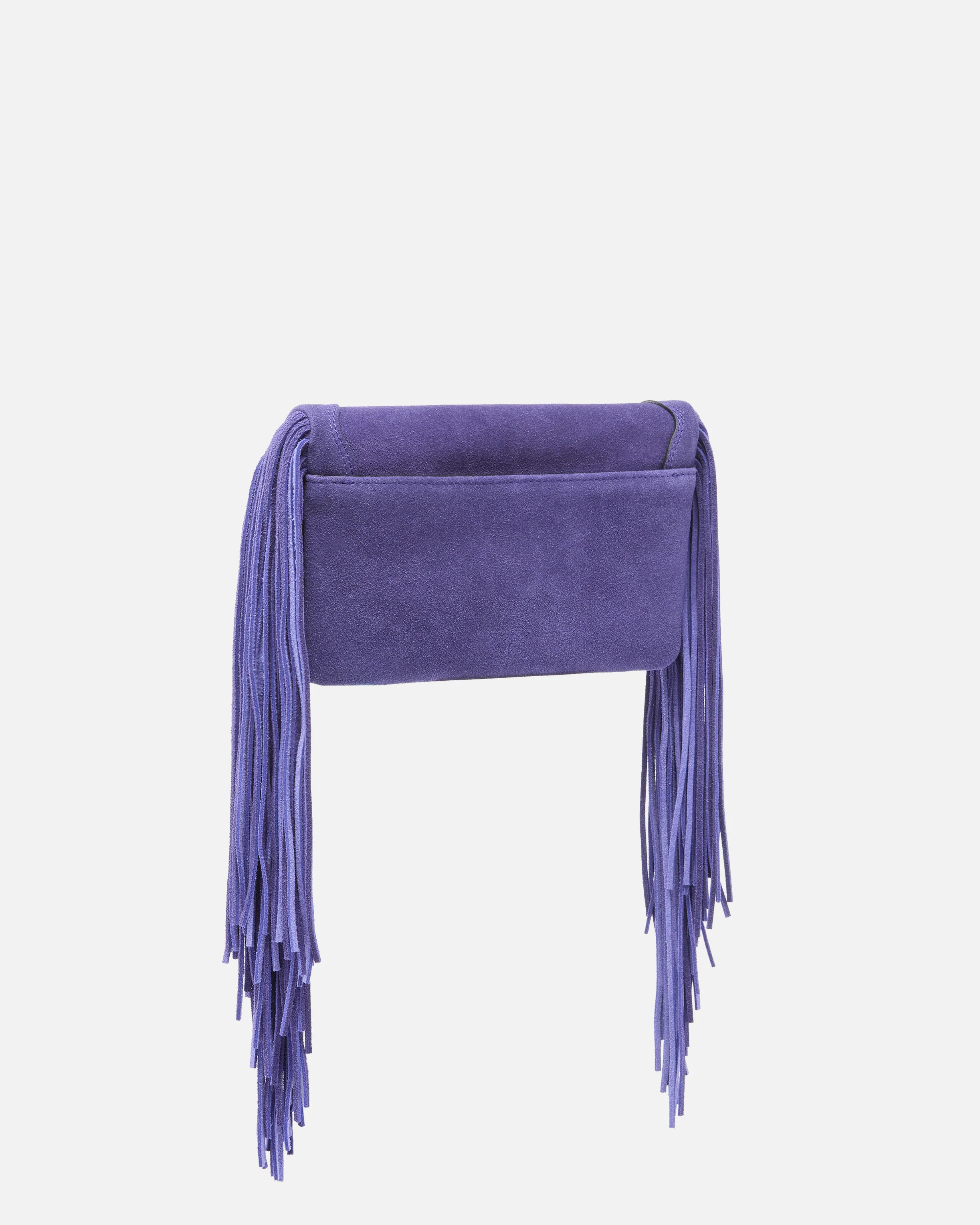Love Bag Click Soft Horizontal Mini crossbody clutch in suede with fringing - Image 2