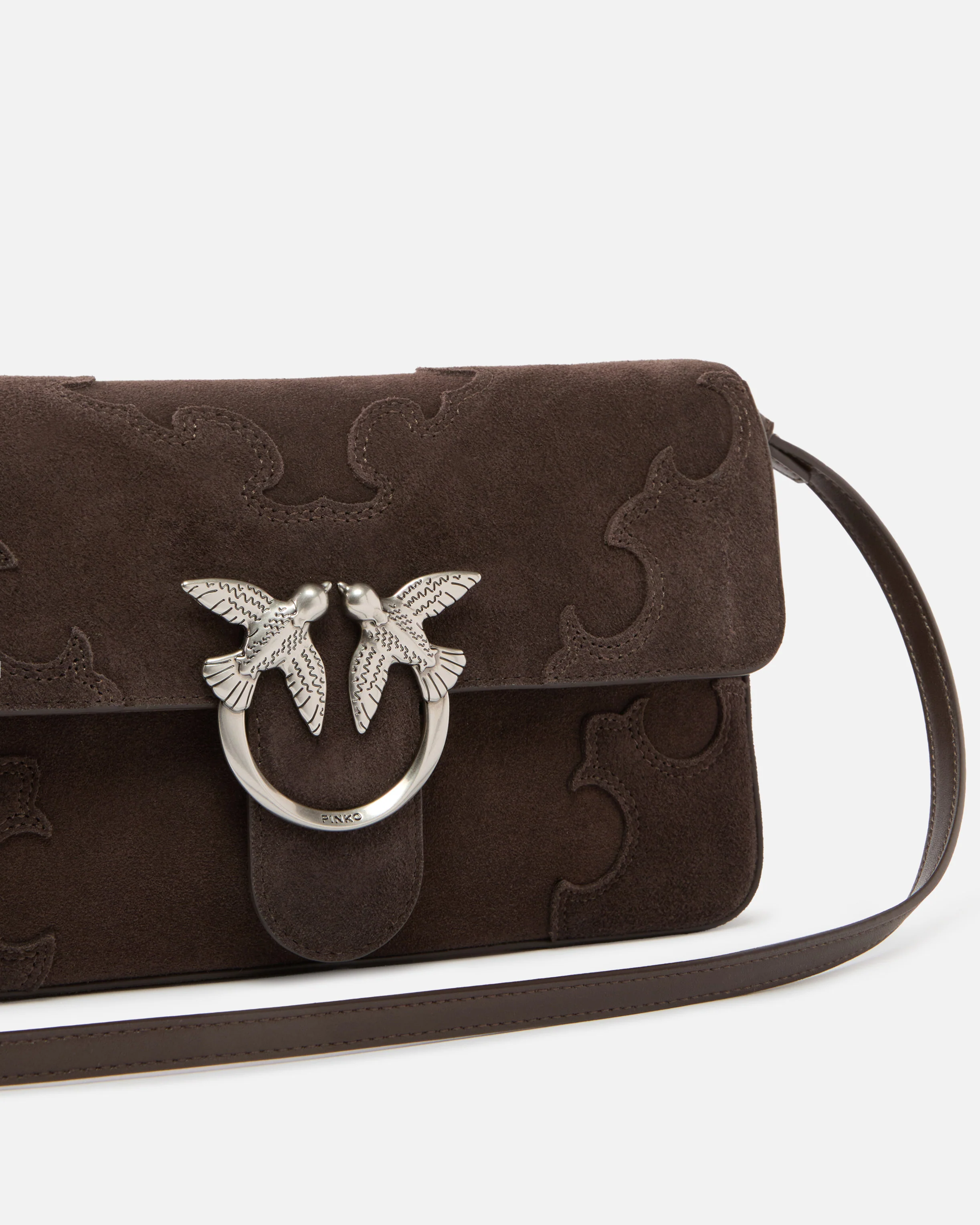 Love Bag One Slouchy medium shoulder bag in suede with inlays - Image 3
