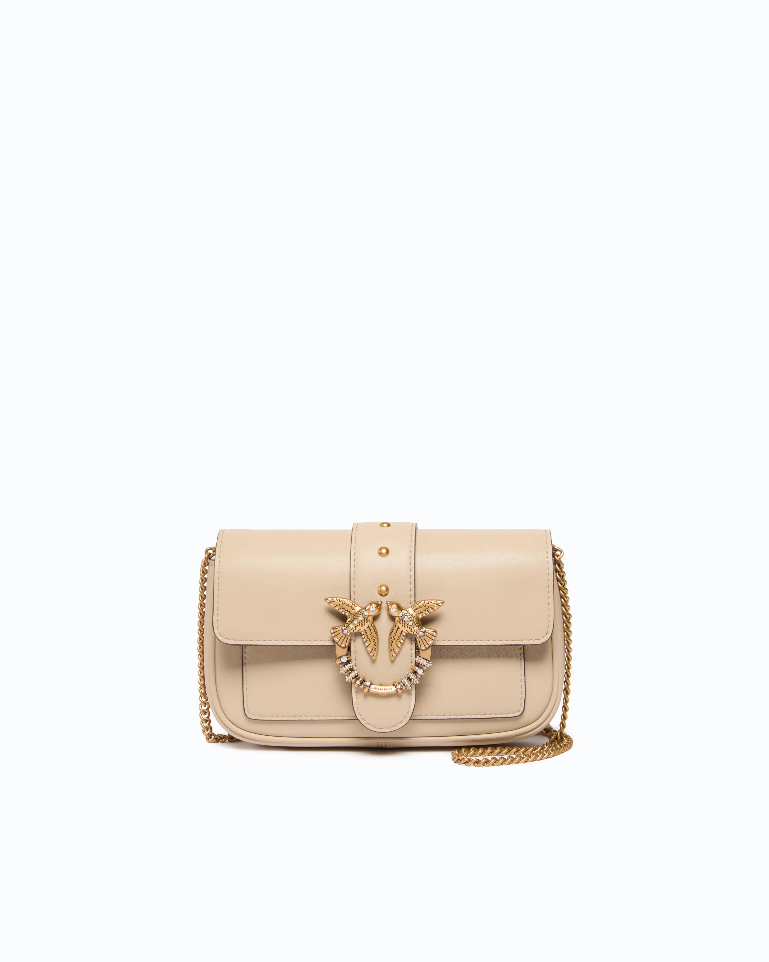Love Bag Pocket small leather shoulder bag with jewel buckle