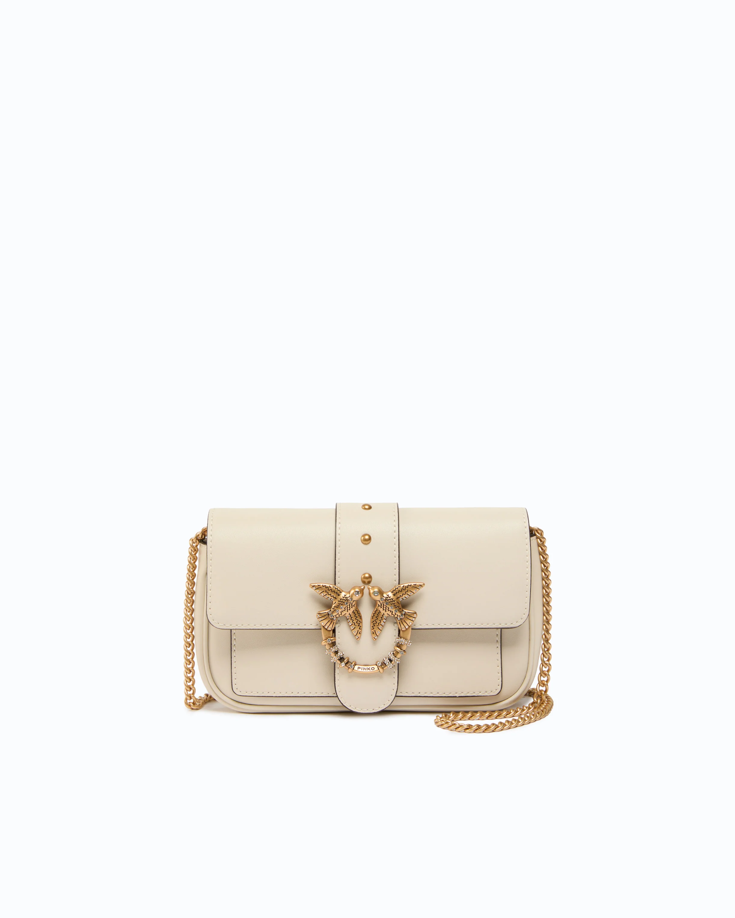 Love Bag Pocket small leather shoulder bag with jewel buckle