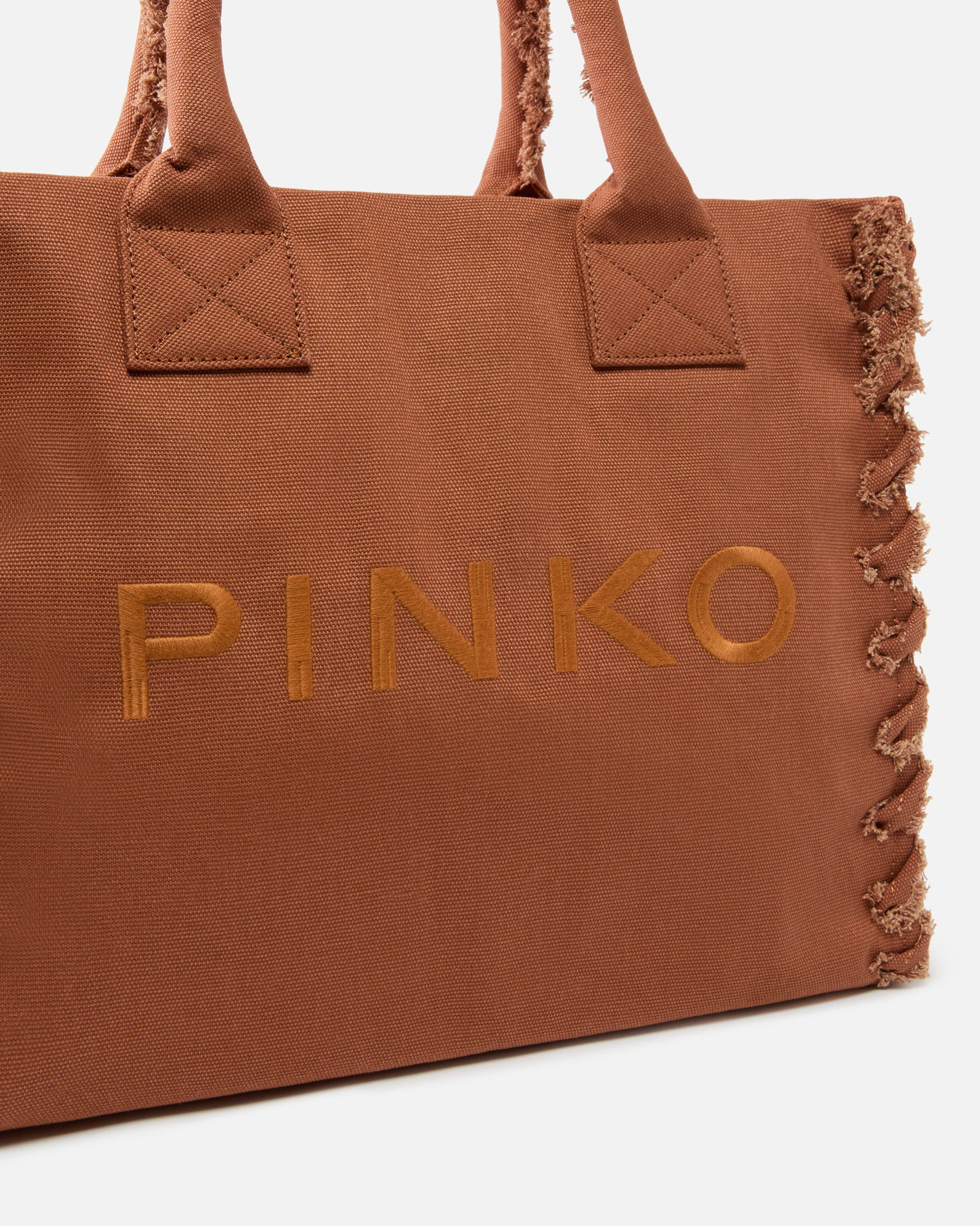 Medium Beach shopping tote in canvas with logo and fraying - Image 3