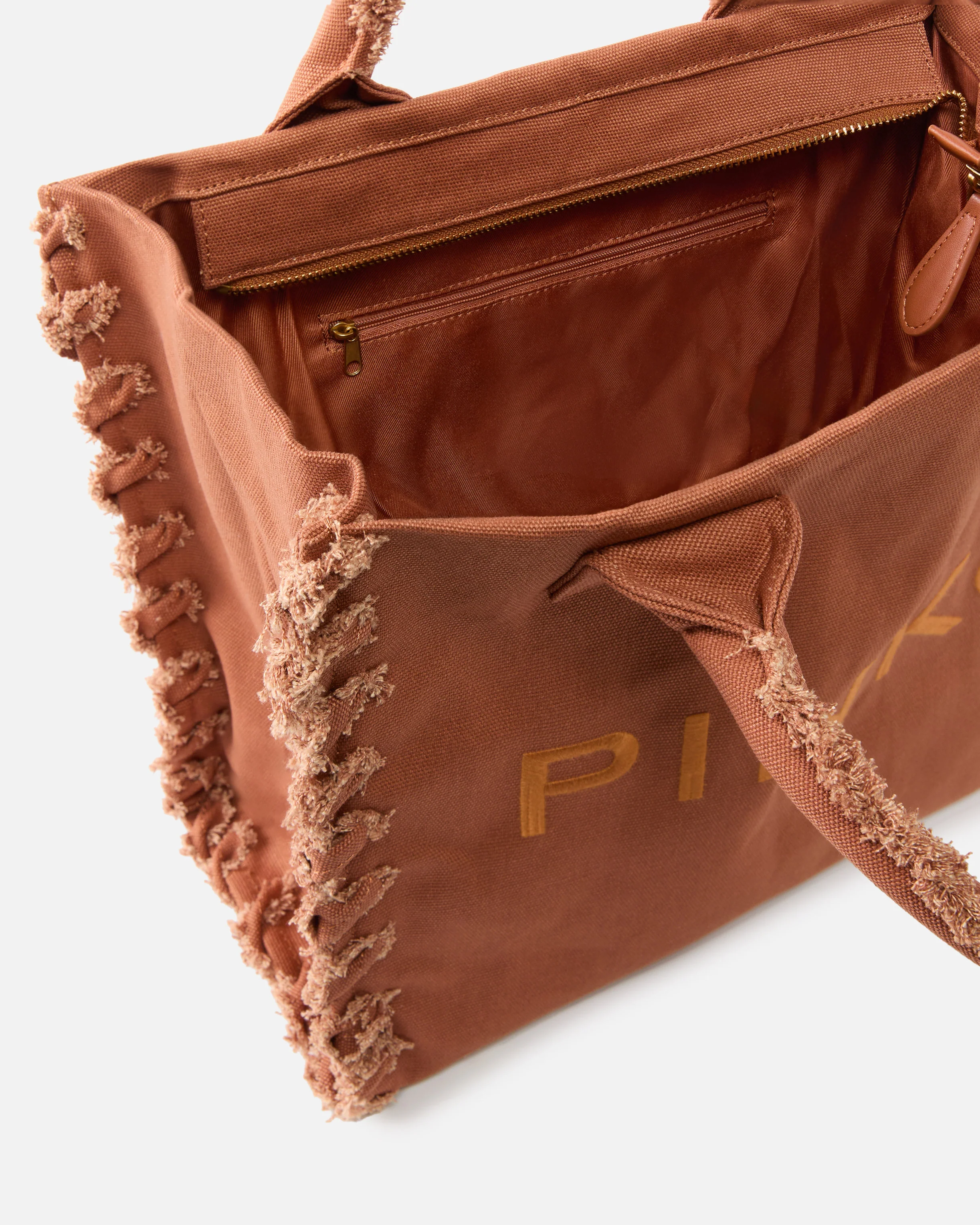 Medium Beach shopping tote in canvas with logo and fraying - Image 4